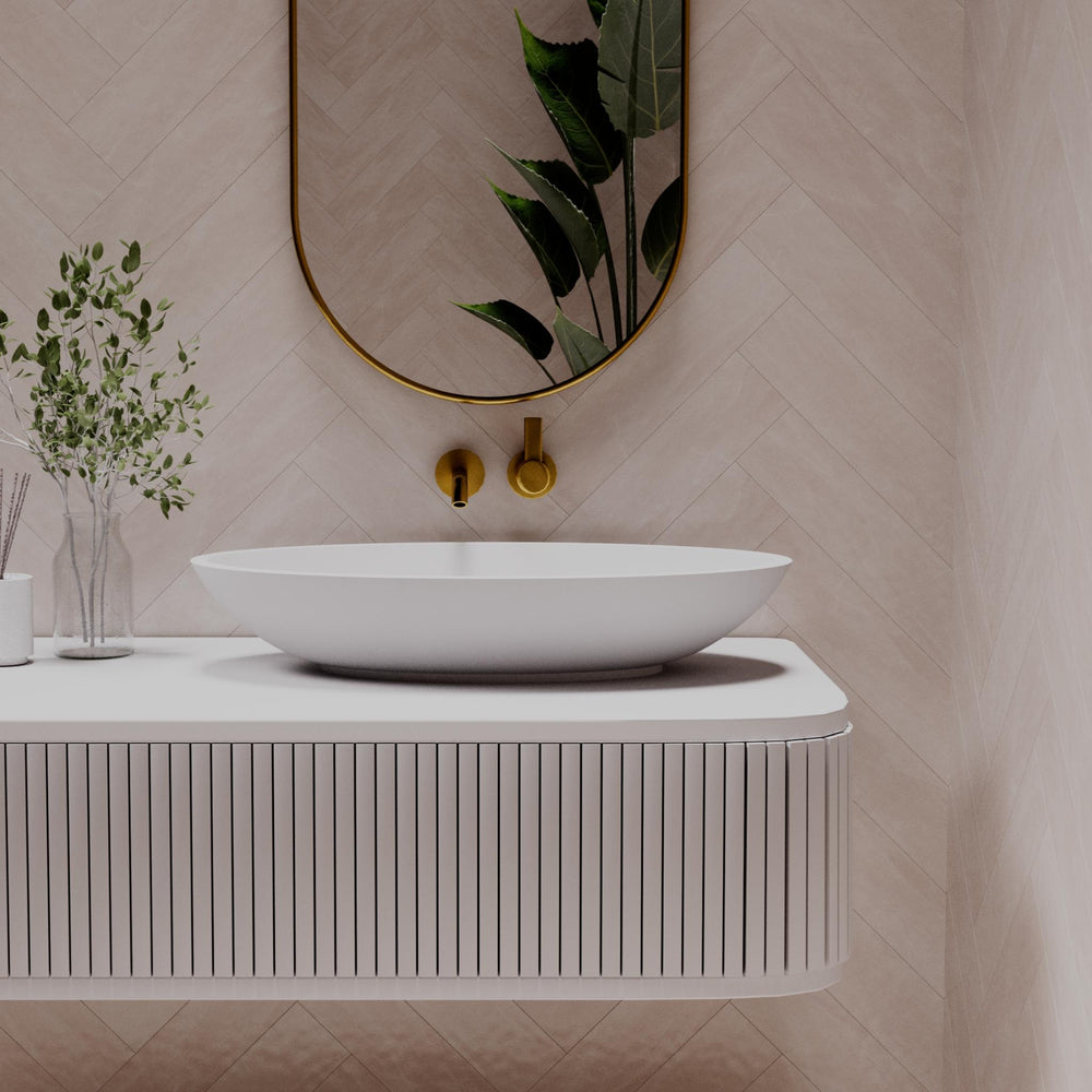 PIETRA BIANCA VALENTINA ABOVE COUNTER STONE BASIN WITH CUSTOM COLOURS 700MM