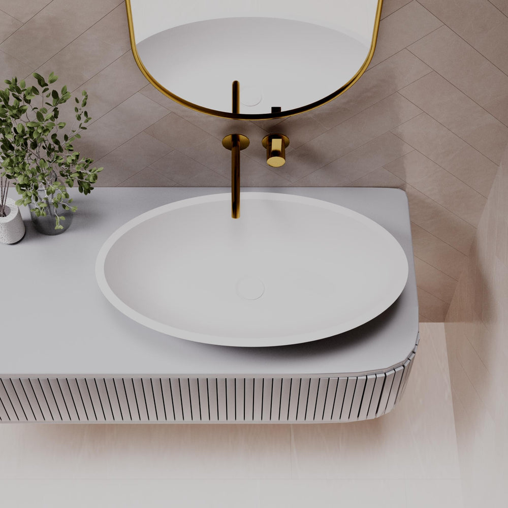 PIETRA BIANCA VALENTINA ABOVE COUNTER STONE BASIN WITH CUSTOM COLOURS 700MM