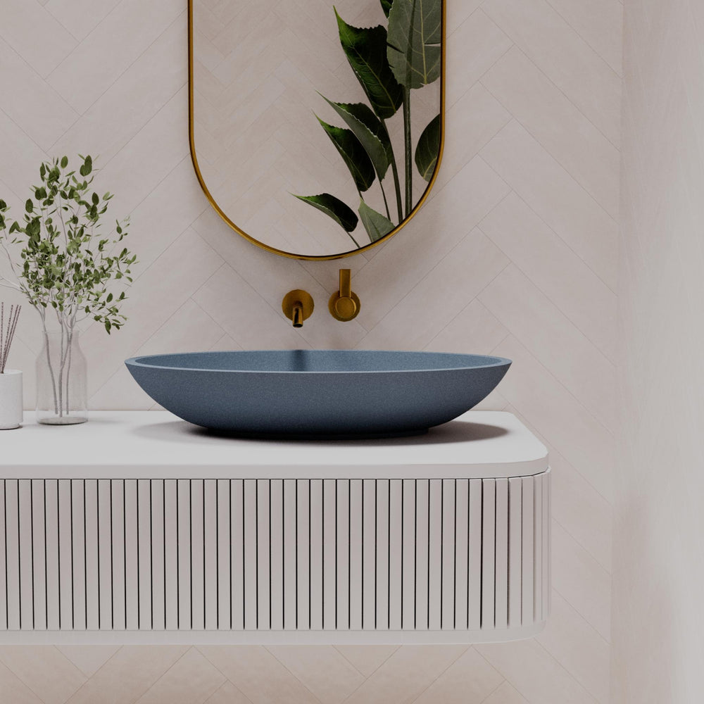 PIETRA BIANCA VALENTINA ABOVE COUNTER STONE BASIN WITH CUSTOM COLOURS 700MM