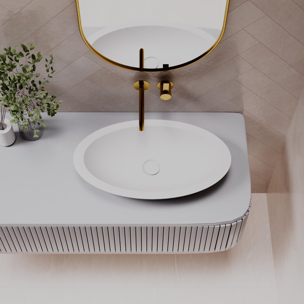 PIETRA BIANCA VIVIAN ABOVE COUNTER STONE BASIN WITH CUSTOM COLOURS 600MM