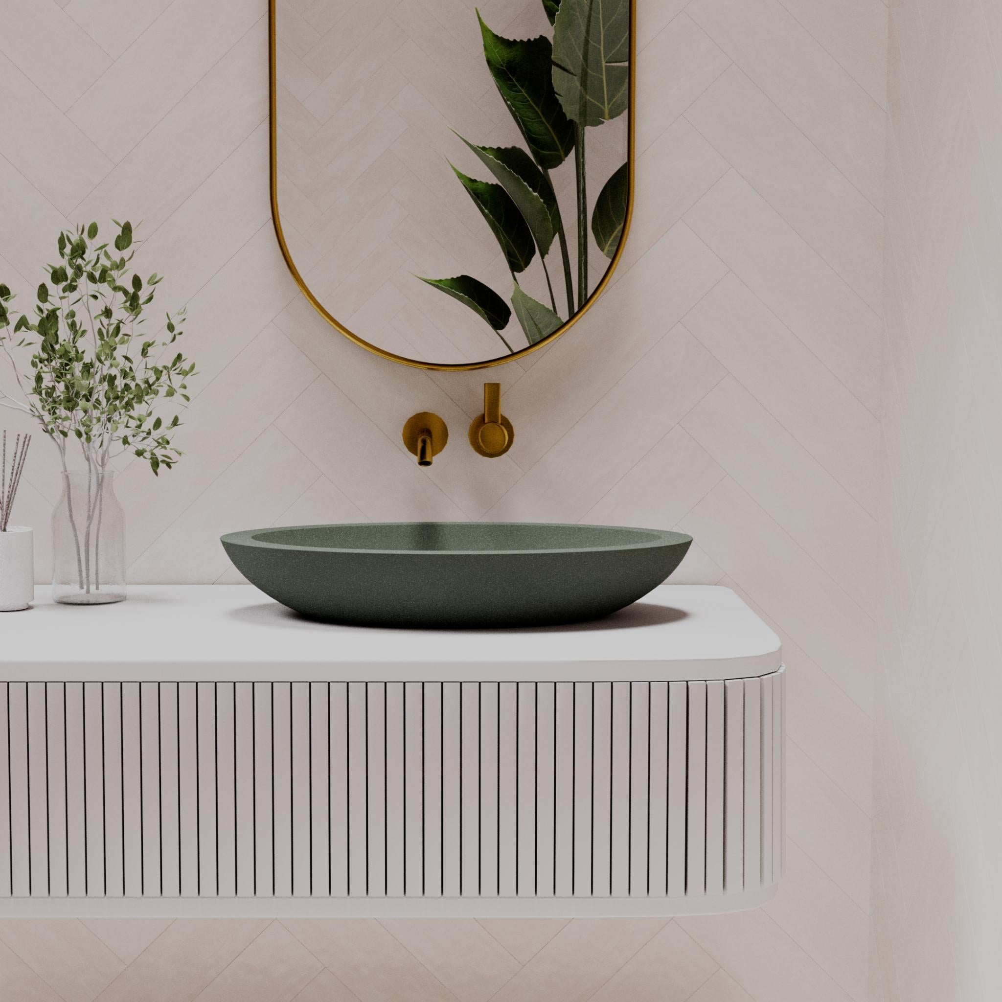 PIETRA BIANCA VIVIAN ABOVE COUNTER STONE BASIN WITH CUSTOM COLOURS 600MM