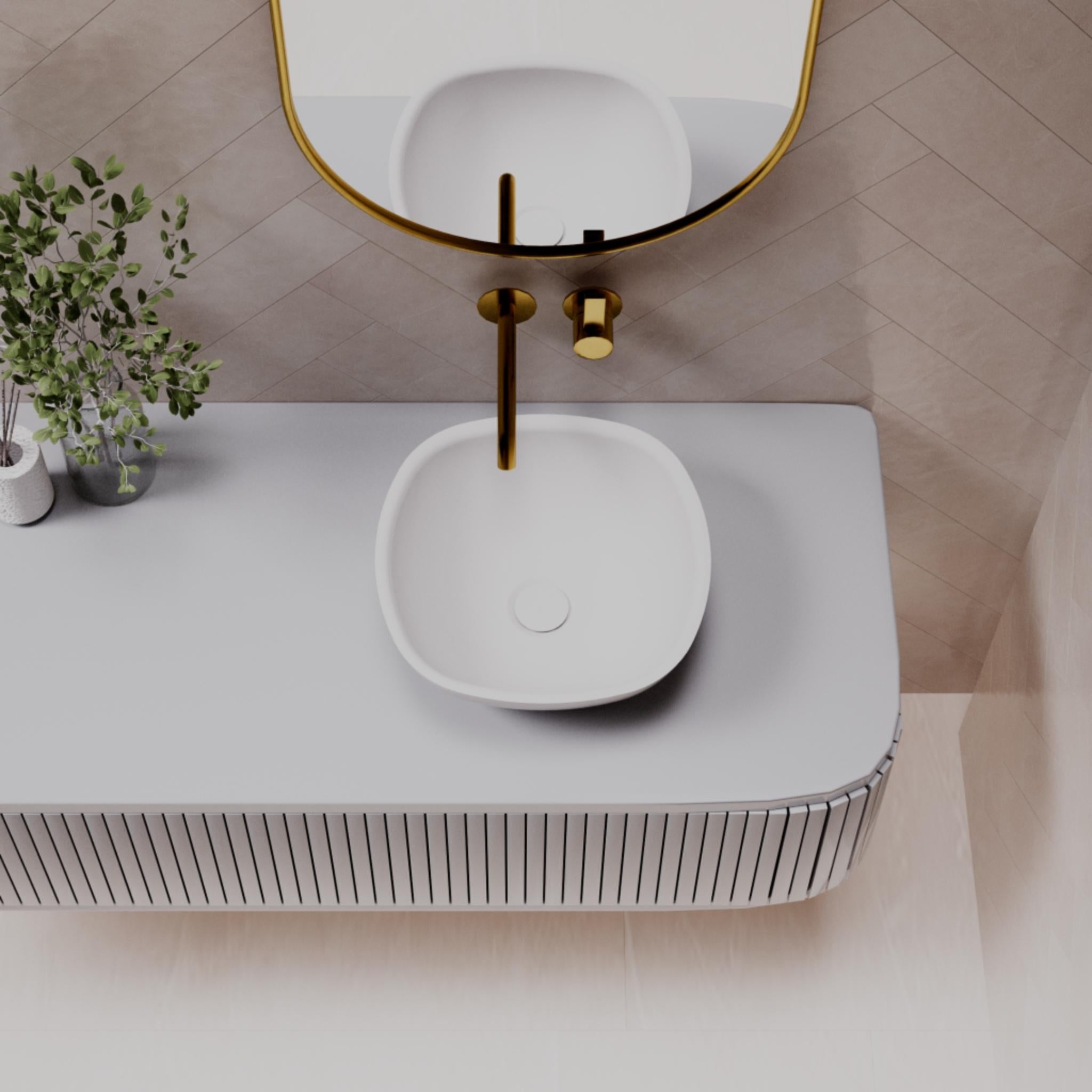PIETRA BIANCA MARCELLO ABOVE COUNTER STONE BASIN WITH CUSTOM COLOURS 350MM