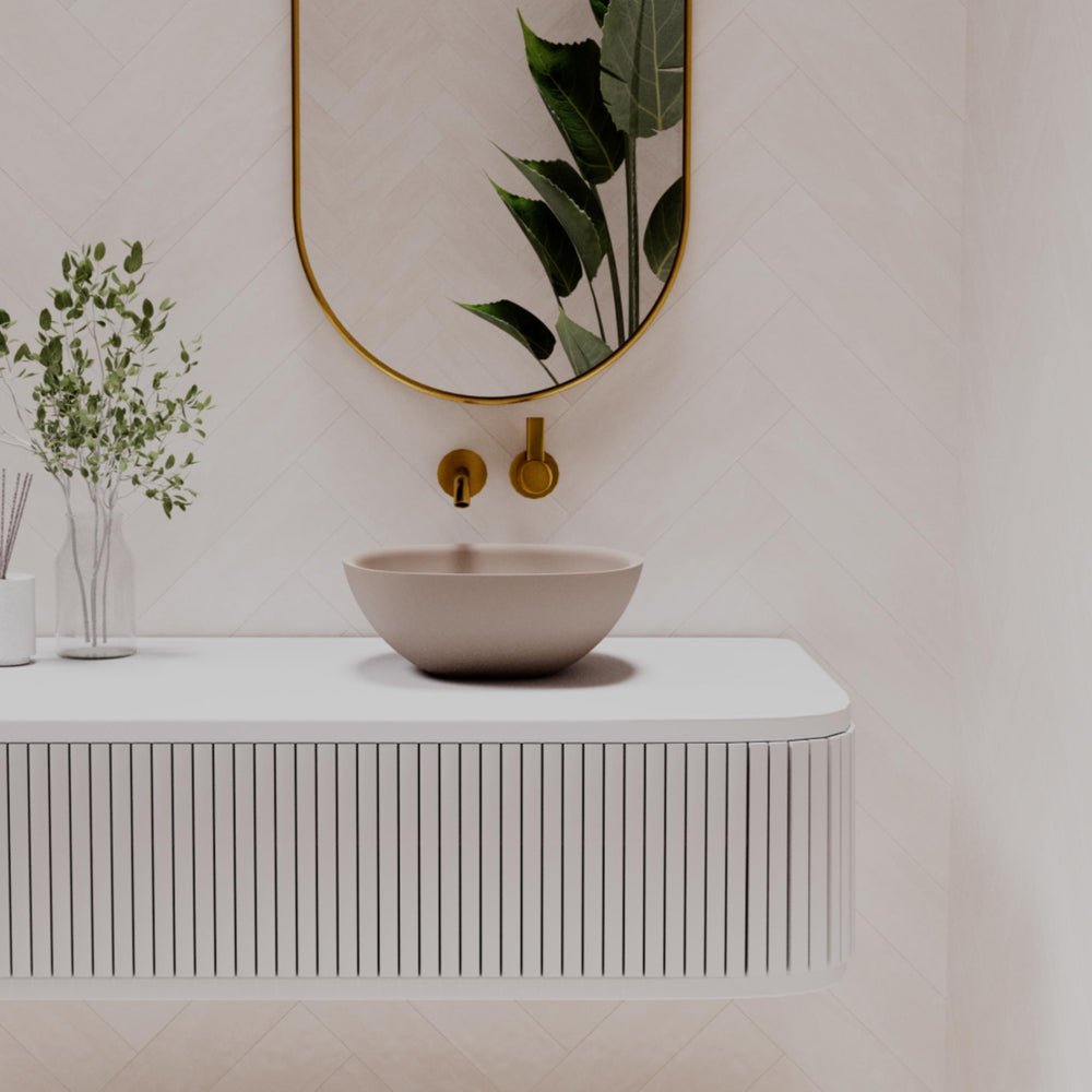 PIETRA BIANCA MARCELLO ABOVE COUNTER STONE BASIN WITH CUSTOM COLOURS 350MM