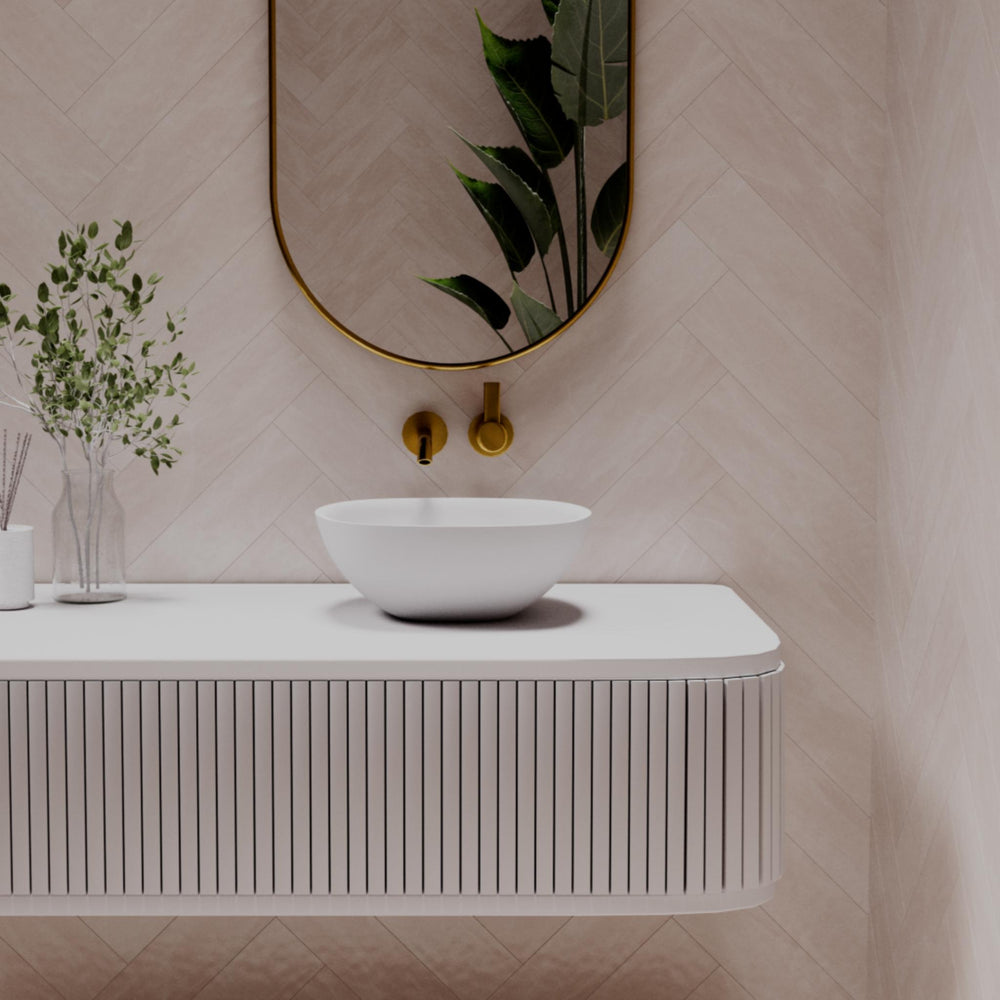 PIETRA BIANCA MARCELLO ABOVE COUNTER STONE BASIN WITH CUSTOM COLOURS 350MM