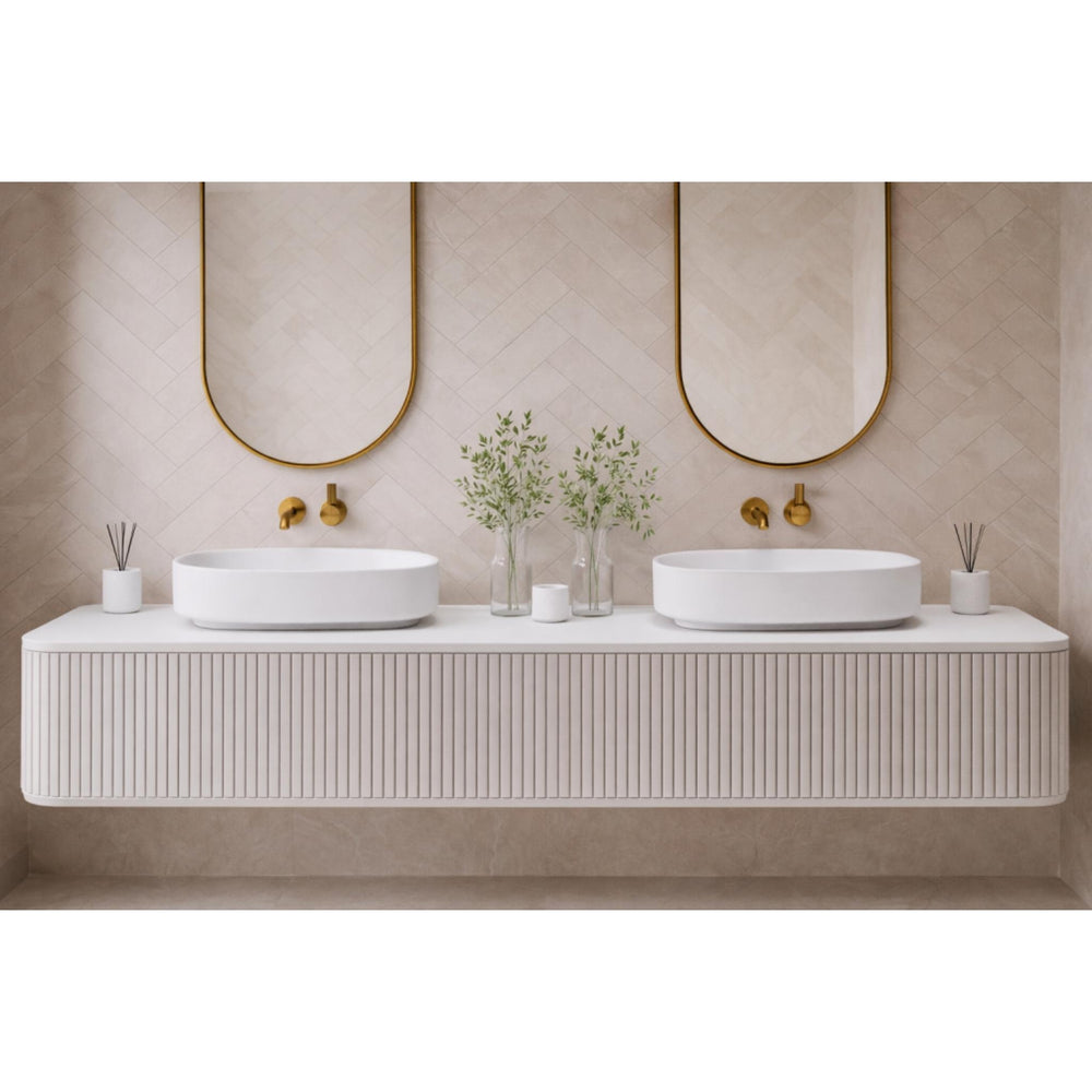 PIETRA BIANCA BIANCA ABOVE COUNTER STONE BASIN WITH CUSTOM COLOURS 600MM