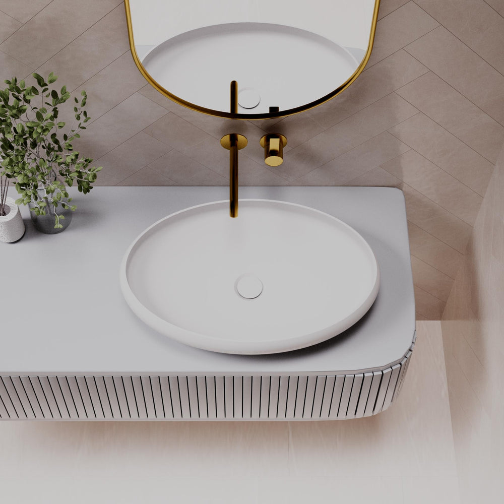 PIETRA BIANCA PIERO ABOVE COUNTER STONE BASIN WITH CUSTOM COLOURS 600MM