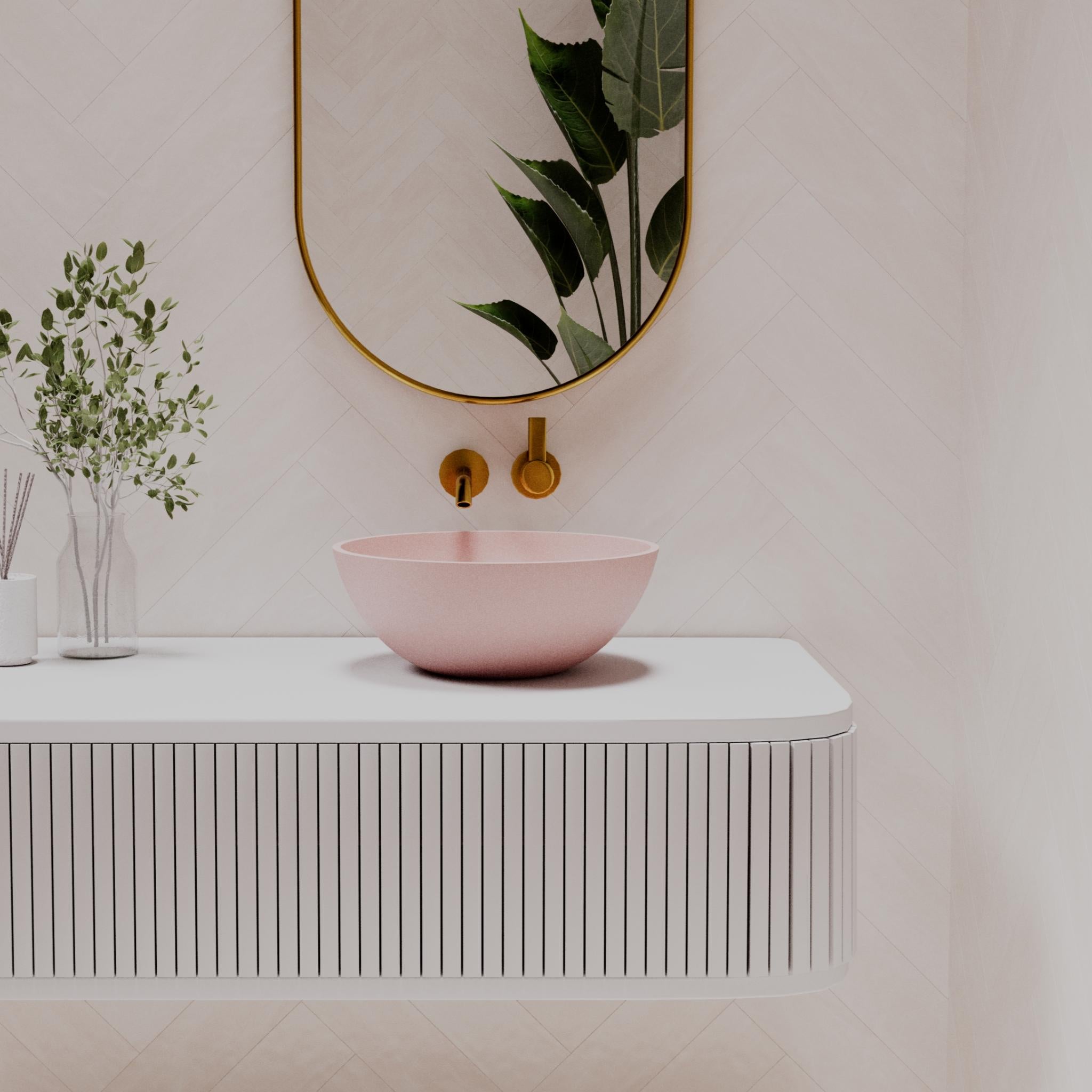PIETRA BIANCA SARAH ABOVE COUNTER STONE BASIN WITH CUSTOM COLOURS 380MM