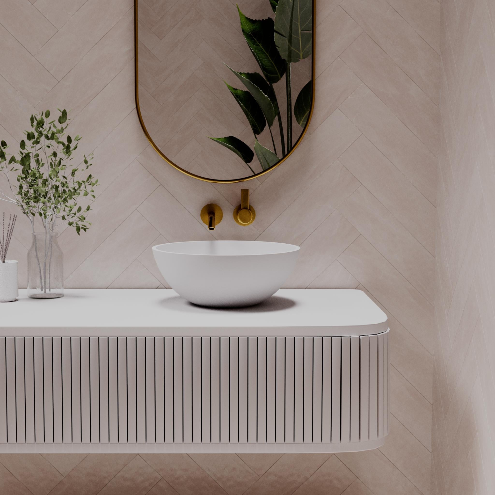 PIETRA BIANCA SARAH ABOVE COUNTER STONE BASIN WITH CUSTOM COLOURS 380MM