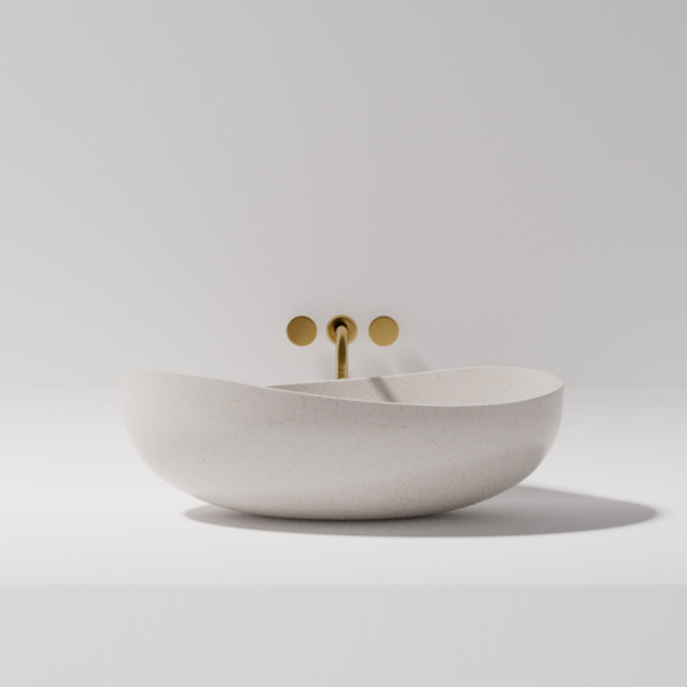 PIETRA BIANCA ONDA ABOVE COUNTER STONE BASIN WITH CUSTOM COLOURS 450MM