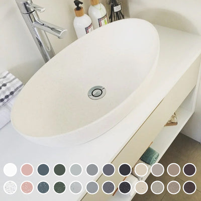 PIETRA BIANCA MILA ABOVE COUNTER STONE BASIN WITH CUSTOM COLOURS 550MM