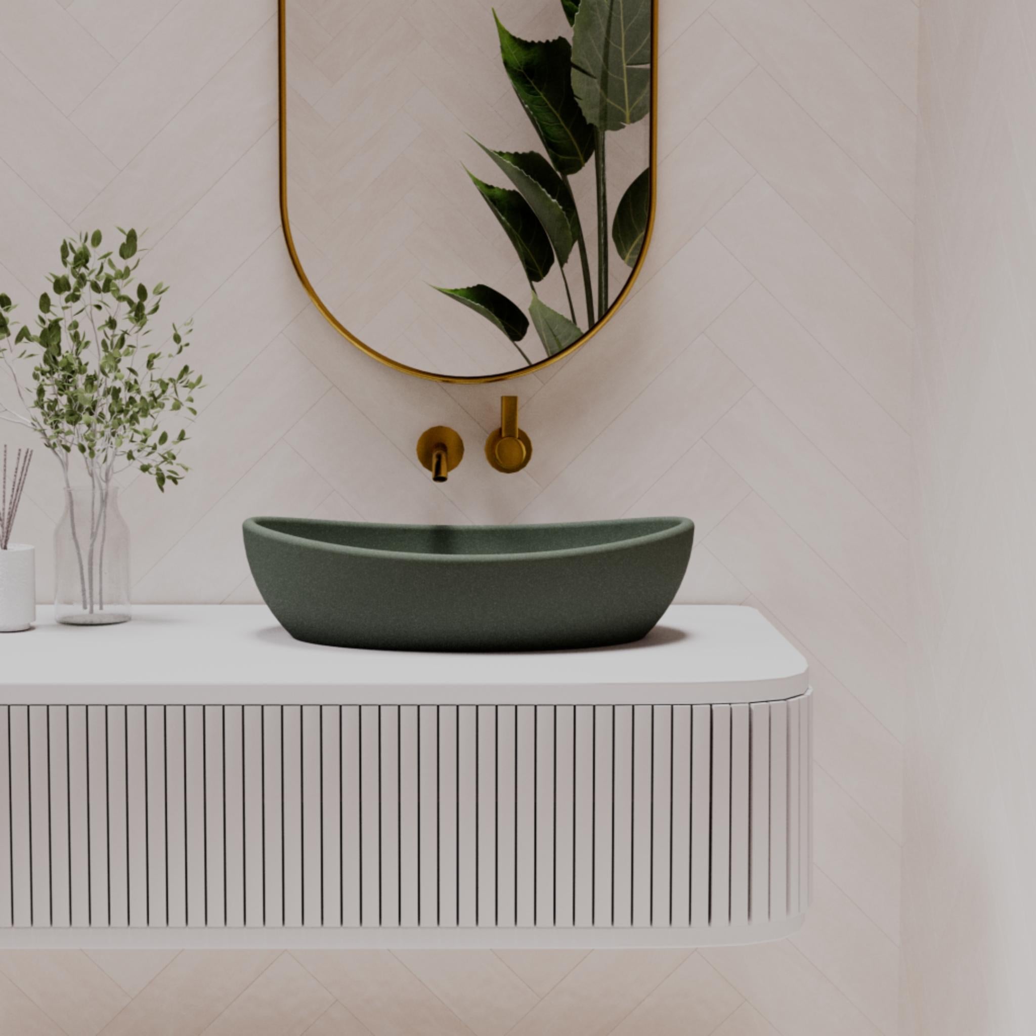 PIETRA BIANCA MILA ABOVE COUNTER STONE BASIN WITH CUSTOM COLOURS 550MM