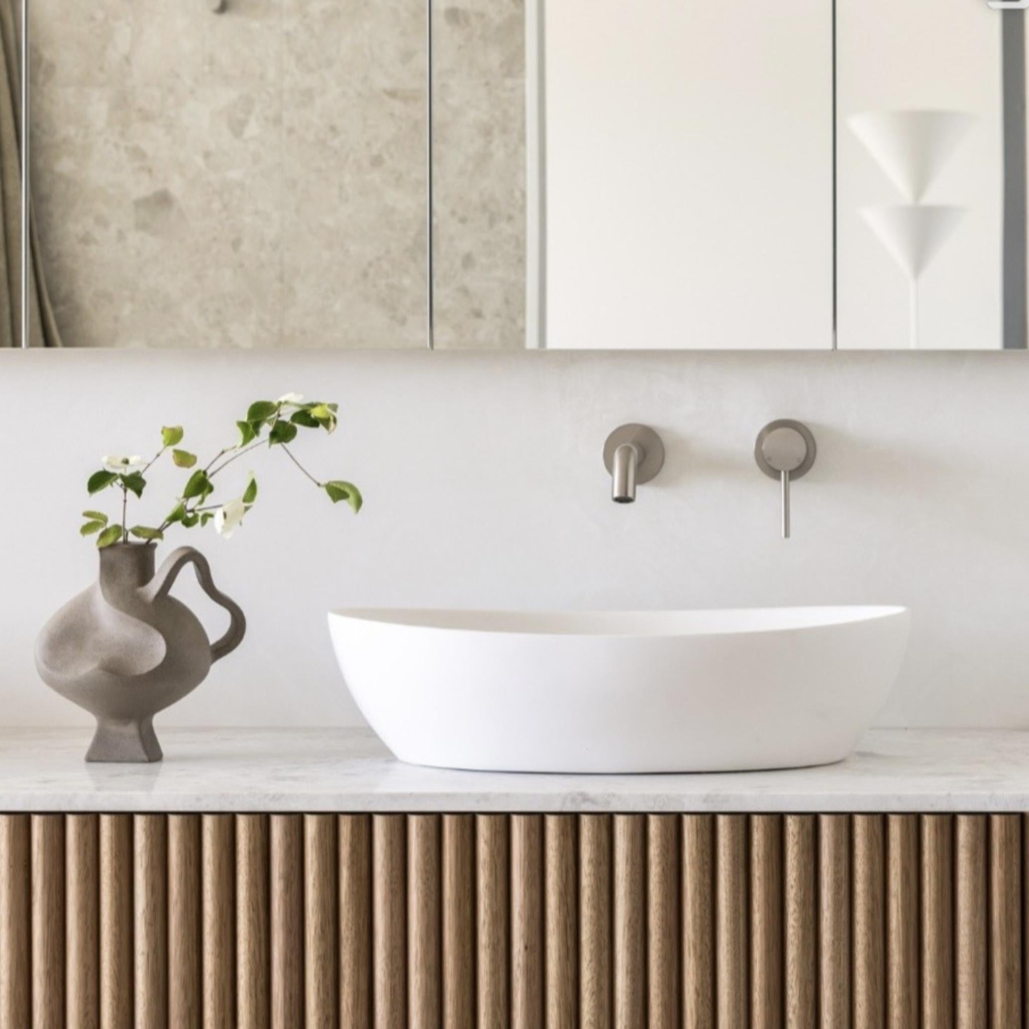 PIETRA BIANCA MILA ABOVE COUNTER STONE BASIN WITH CUSTOM COLOURS 550MM