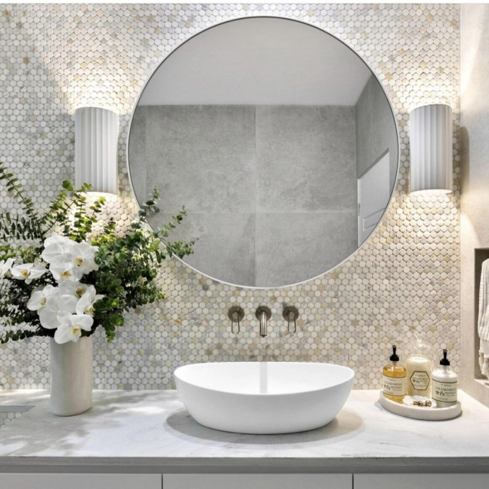 PIETRA BIANCA MILA ABOVE COUNTER STONE BASIN WITH CUSTOM COLOURS 550MM