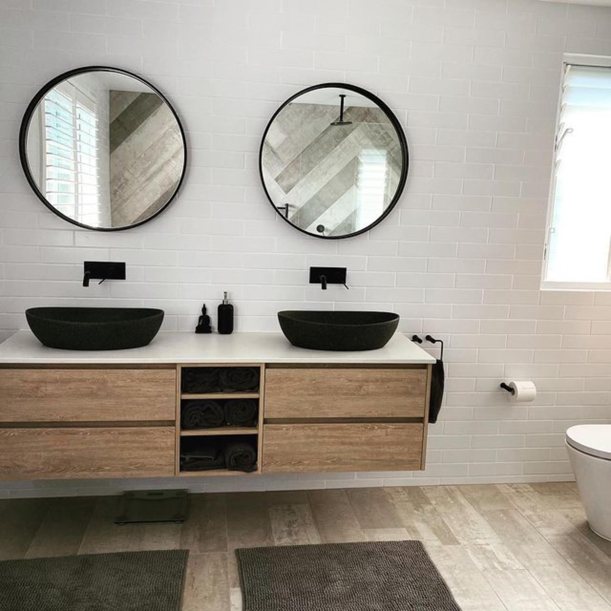 PIETRA BIANCA MILA ABOVE COUNTER STONE BASIN WITH CUSTOM COLOURS 550MM