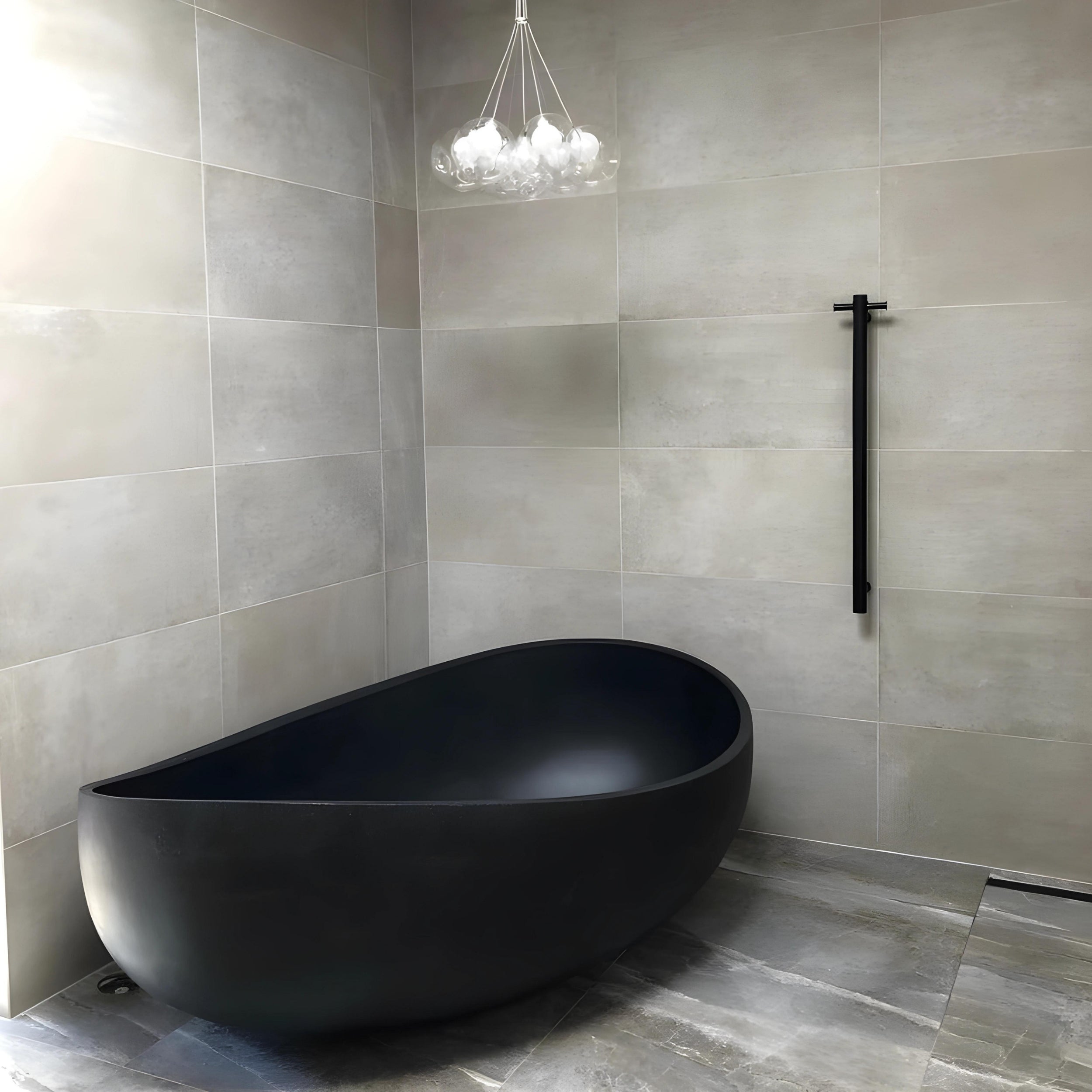 PIETRA BIANCA ONDA FREESTANDING STONE BATHTUB WITH MULTICOLOUR 1800MM