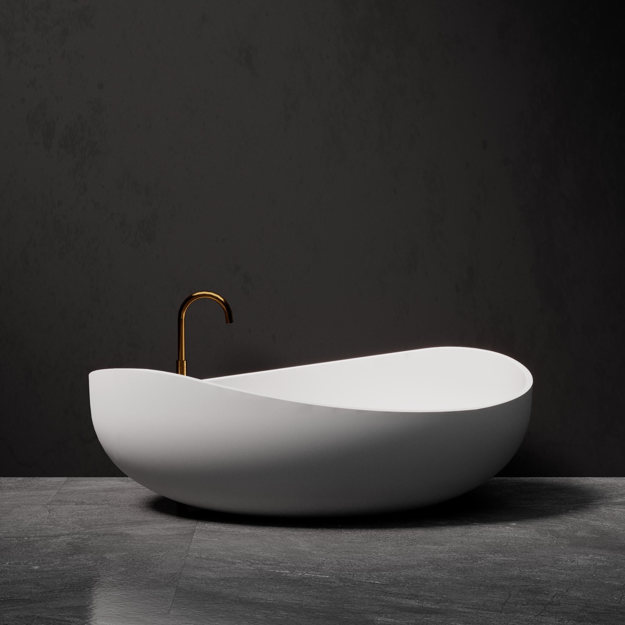 PIETRA BIANCA ONDA FREESTANDING STONE BATHTUB WITH CUSTOM COLOURS 1800MM