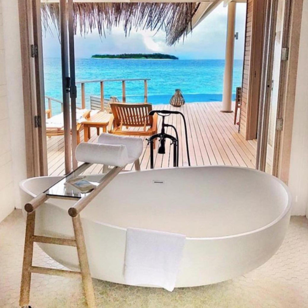 PIETRA BIANCA ONDA FREESTANDING STONE BATHTUB WITH CUSTOM COLOURS 1800MM