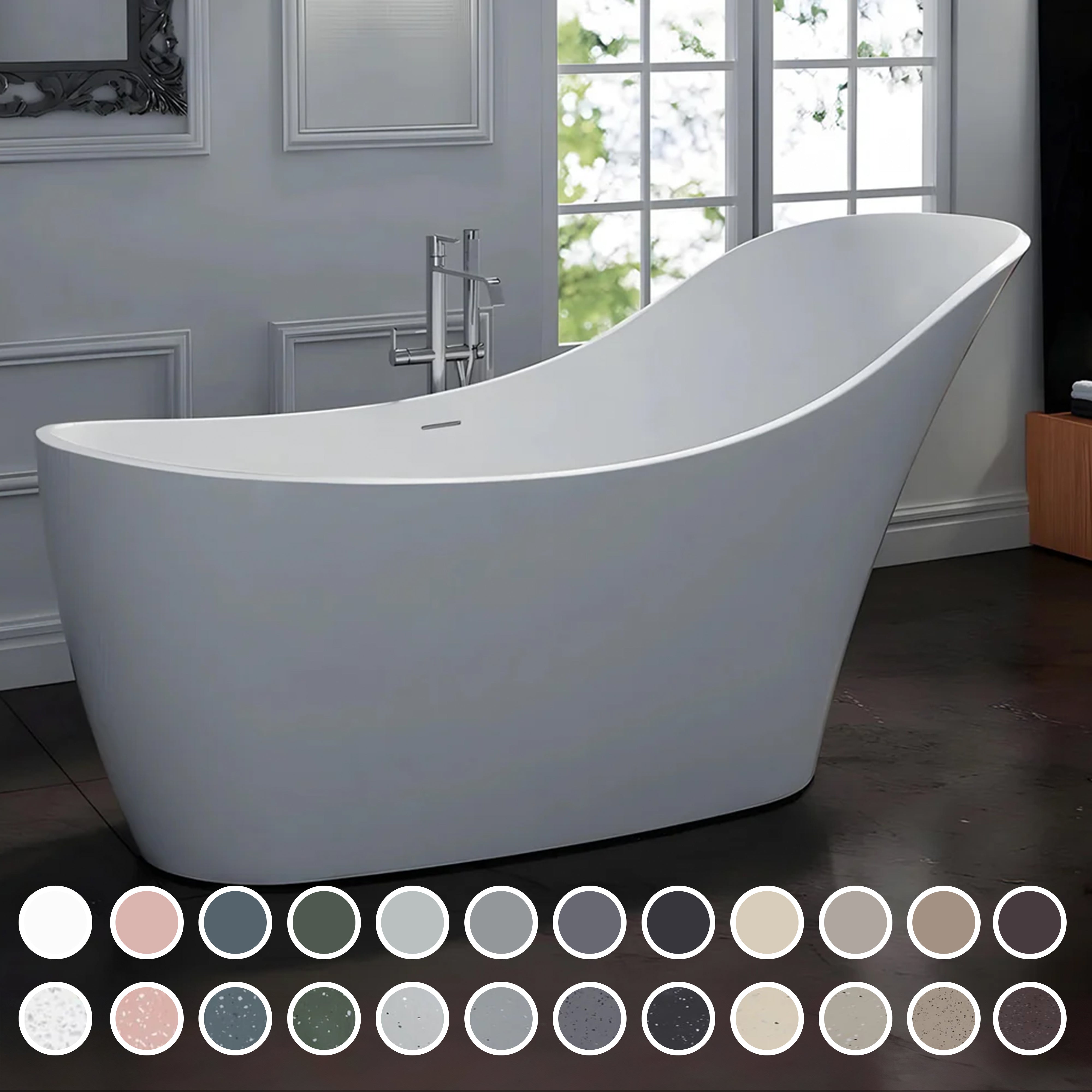 PIETRA BIANCA ANNA FREESTANDING STONE BATHTUB WITH CUSTOM COLOURS 1690MM