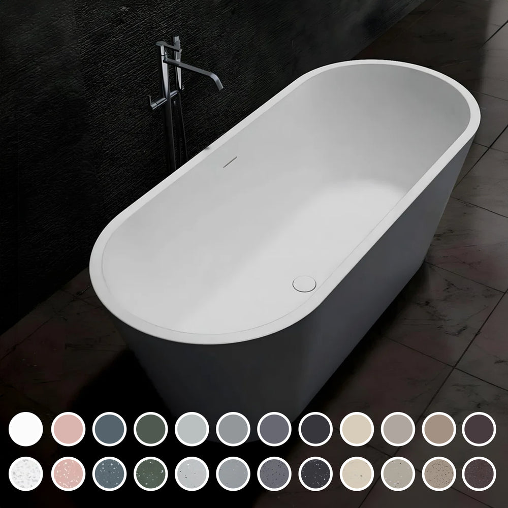 PIETRA BIANCA OLIVE FREESTANDING STONE BATHTUB WITH CUSTOM COLOURS 1700MM