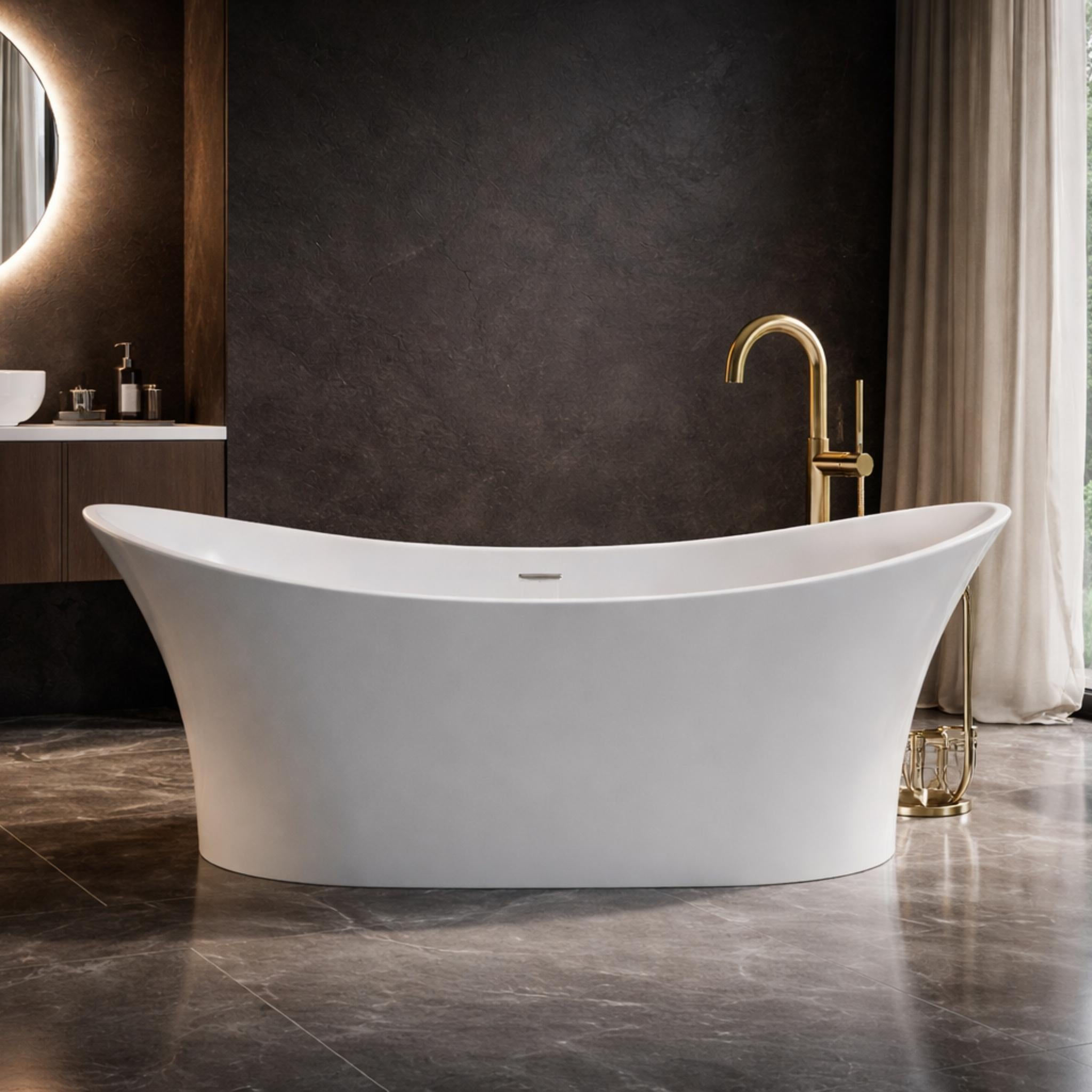 PIETRA BIANCA CROWN FREESTANDING STONE BATHTUB WITH CUSTOM COLOURS 1750MM