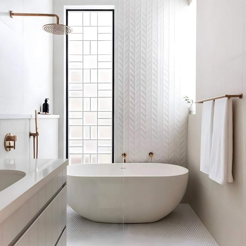 PIETRA BIANCA BELLA MODERN FREESTANDING STONE BATHTUB WITH CUSTOM COLOURS (AVAILABLE IN 1500MM, 1600MM, 1700MM AND 1800MM)