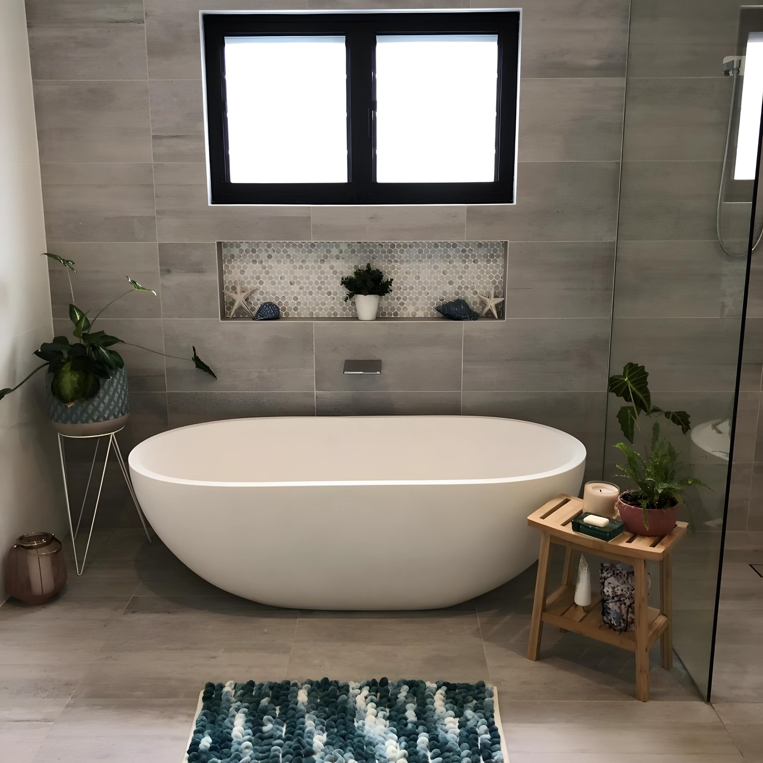 PIETRA BIANCA BELLA MODERN FREESTANDING STONE BATHTUB WITH MULTICOLOUR (AVAILABLE IN 1500MM, 1600MM, 1700MM AND 1800MM)