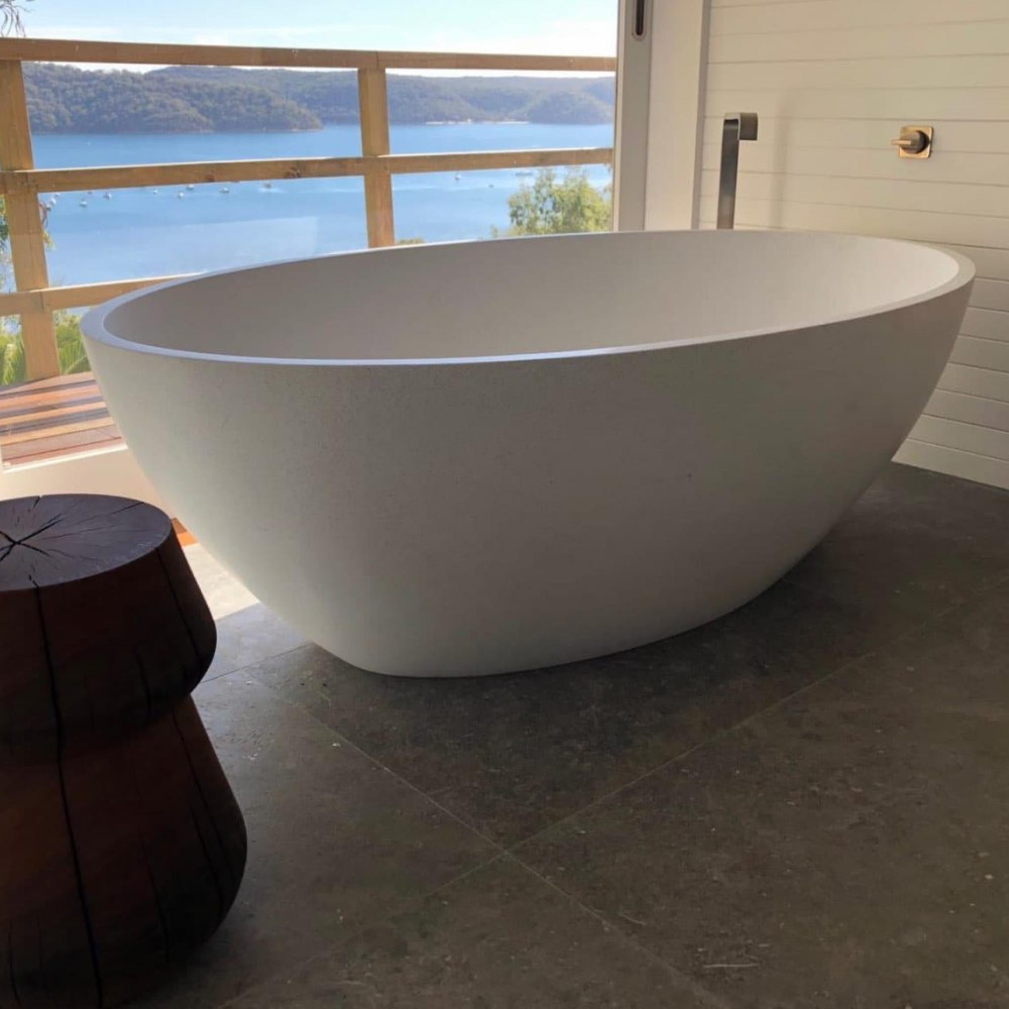 PIETRA BIANCA COCO FREESTANDING STONE BATHTUB WITH CUSTOM COLOURS 1760MM