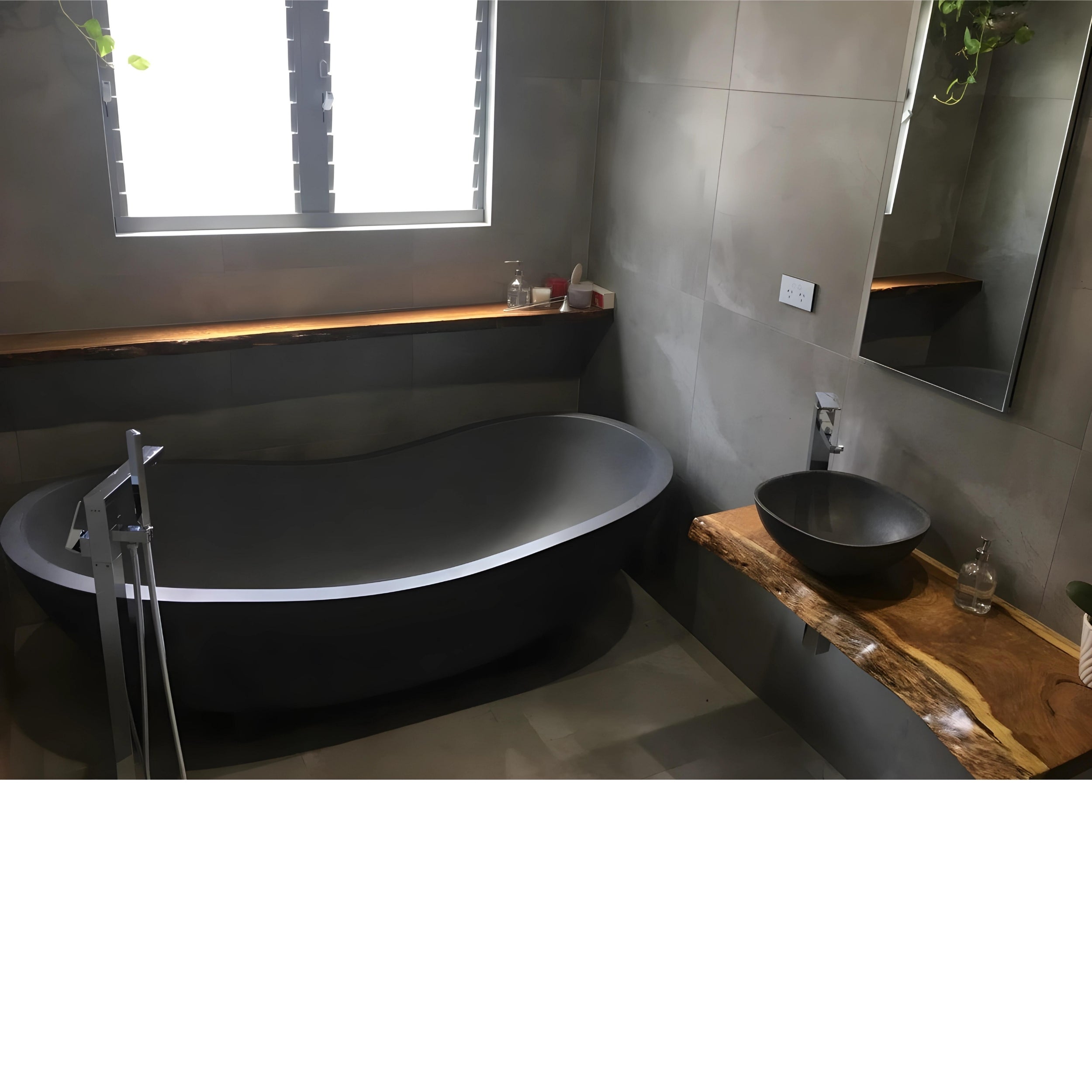 PIETRA BIANCA MANGO FREESTANDING STONE BATHTUB WITH MULTICOLOUR 1820MM