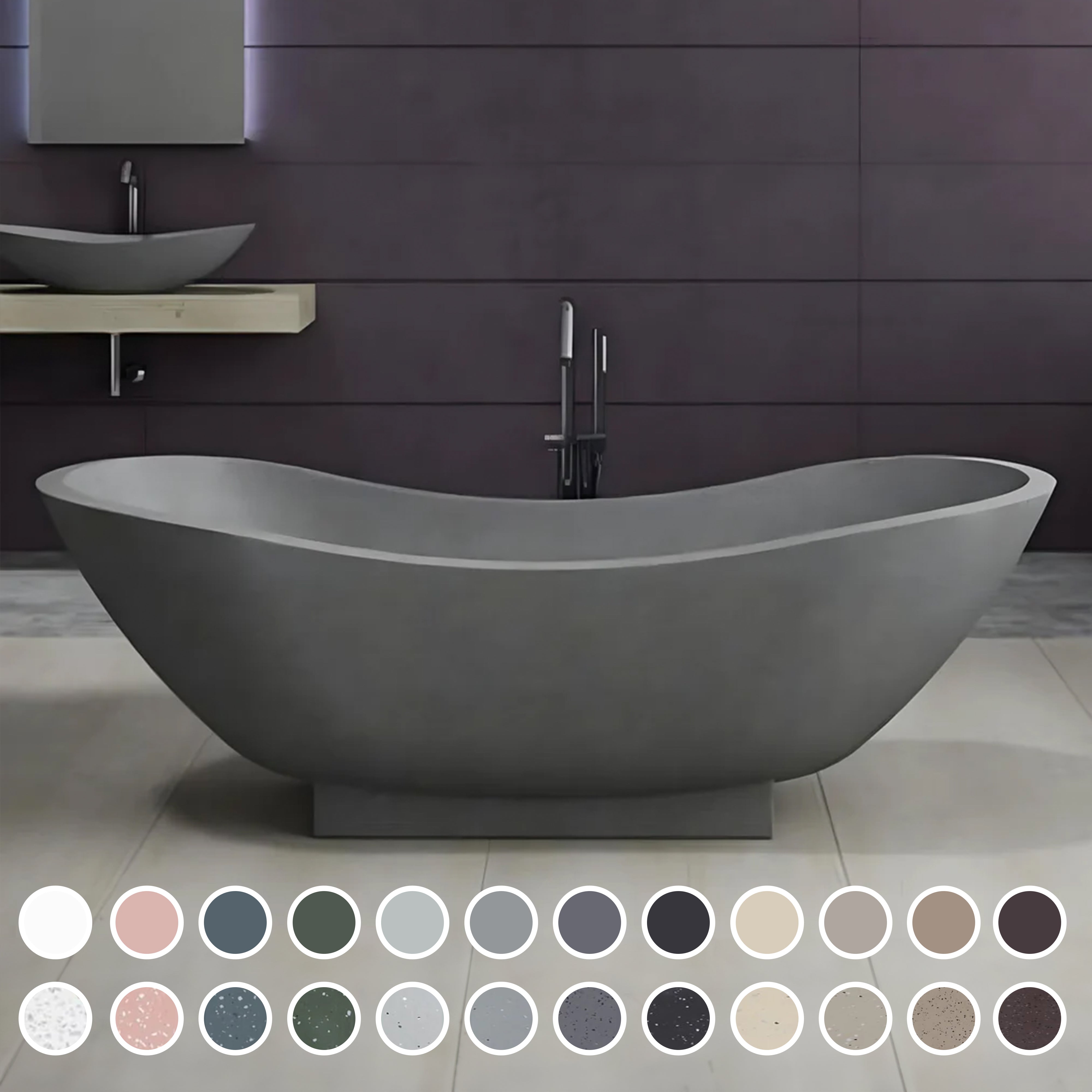 PIETRA BIANCA MANGO FREESTANDING STONE BATHTUB WITH CUSTOM COLOURS 1820MM