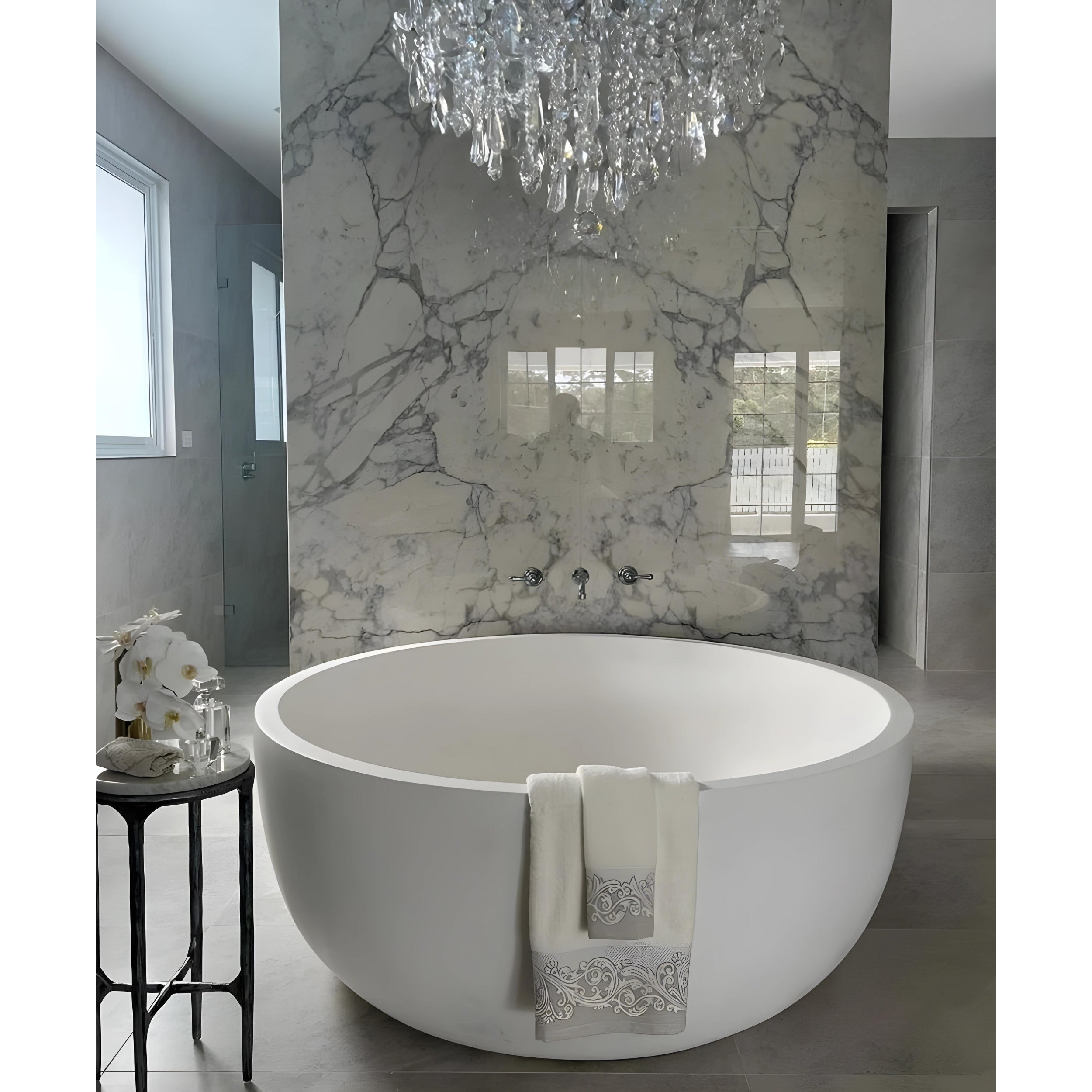 PIETRA BIANCA ROMEO FREESTANDING STONE BATHTUB WITH MULTICOLOUR (AVAILABLE IN 1350MM AND 1500MM)