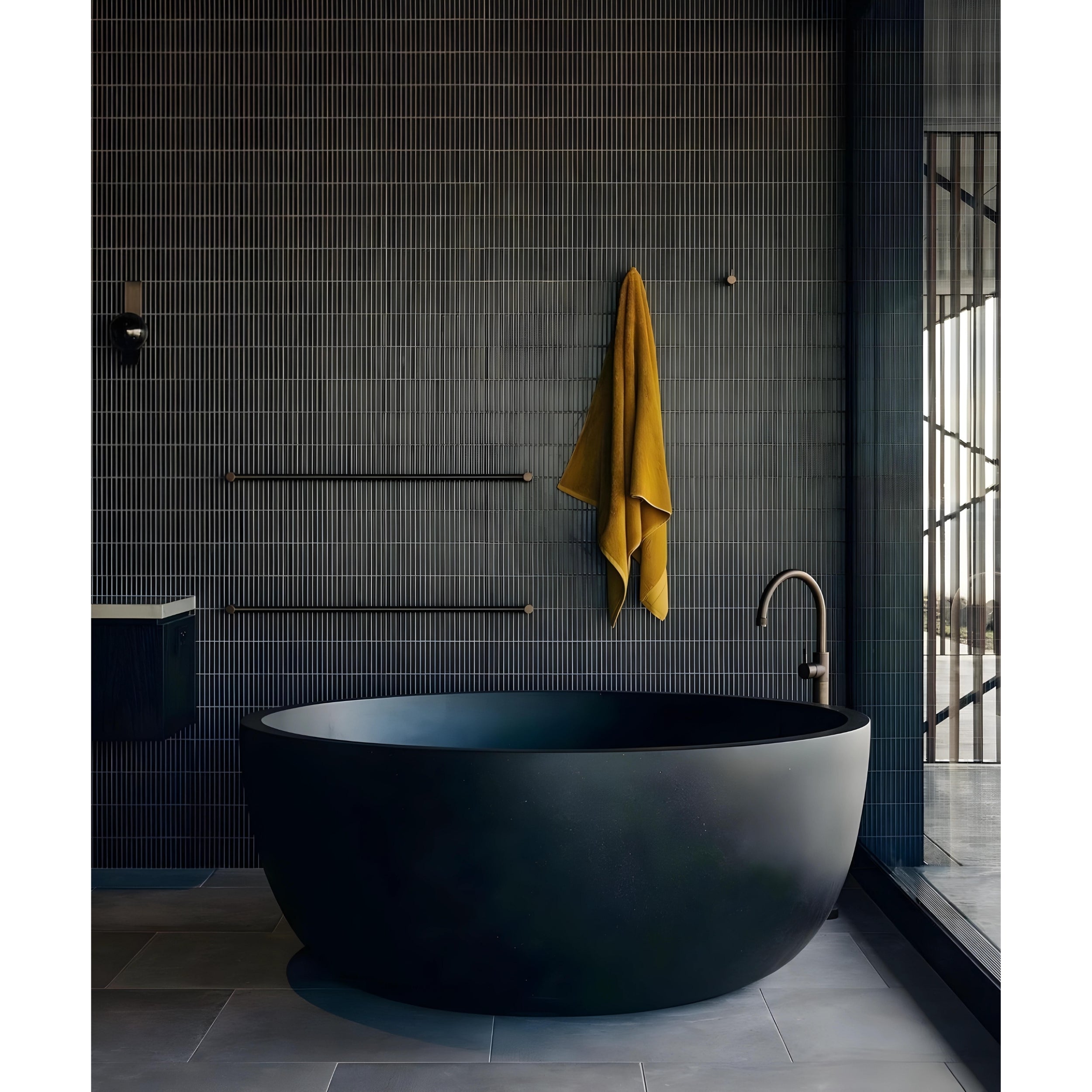 PIETRA BIANCA ROMEO FREESTANDING STONE BATHTUB WITH MULTICOLOUR (AVAILABLE IN 1350MM AND 1500MM)