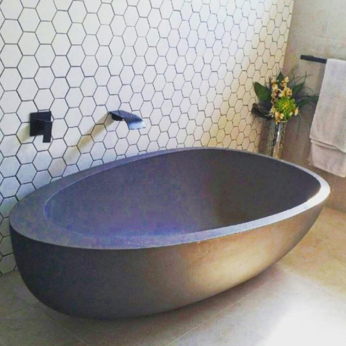 PIETRA BIANCA WHITNEY FREESTANDING STONE BATHTUB WITH CUSTOM COLOURS (AVAILABLE IN 1600MM, 1700MM AND 1800MM)
