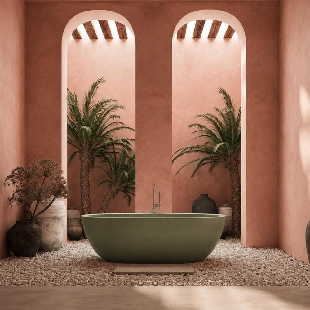 PIETRA BIANCA RYESE FREESTANDING STONE BATHTUB WITH CUSTOM COLOURS (AVAILABLE IN 1600MM, 1700MM AND 1800MM)