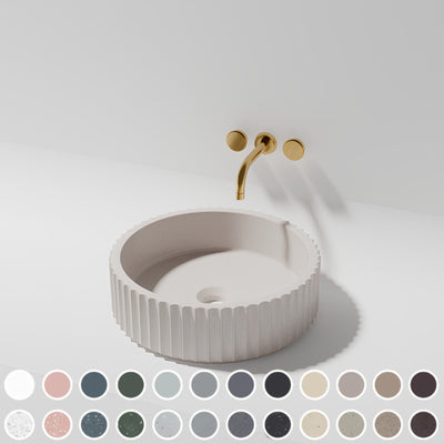 PIETRA BIANCA BRIZA ABOVE COUNTER STONE BASIN WITH CUSTOM COLOURS 400MM