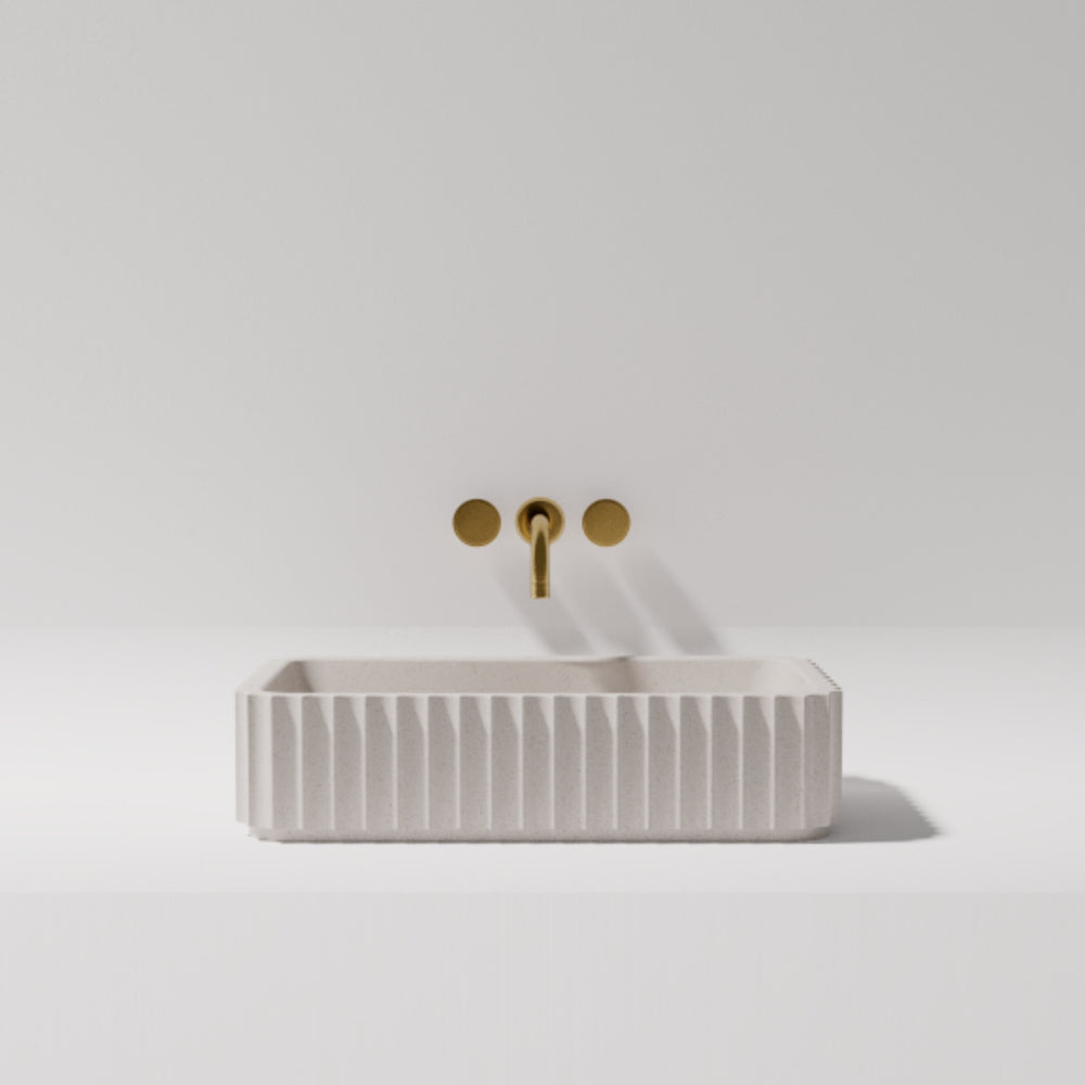 PIETRA BIANCA BRIZA RECTANGLE ABOVE COUNTER STONE BASIN WITH CUSTOM COLOURS 500MM