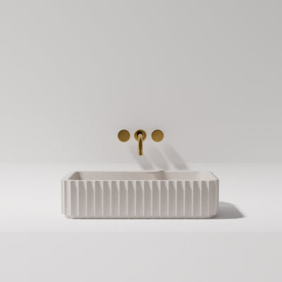 PIETRA BIANCA BRIZA RECTANGLE ABOVE COUNTER STONE BASIN WITH CUSTOM COLOURS 500MM