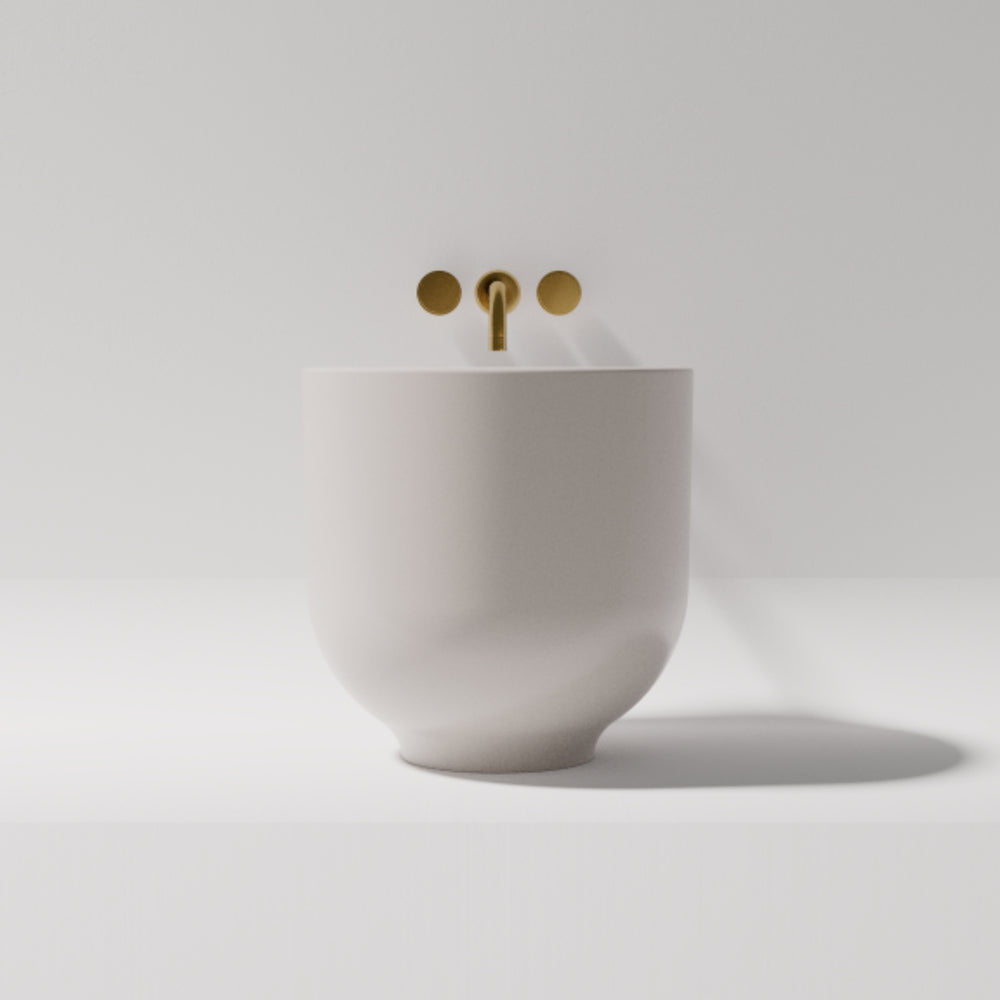 PIETRA BIANCA HALO ABOVE COUNTER STONE BASIN WITH CUSTOM COLOURS 400MM