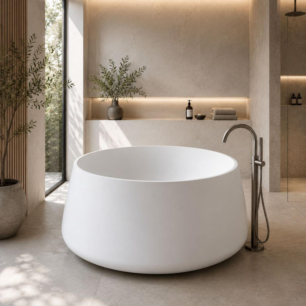 PIETRA BIANCA ARLO FREESTANDING STONE BATHTUB WITH CUSTOM COLOURS 1550MM