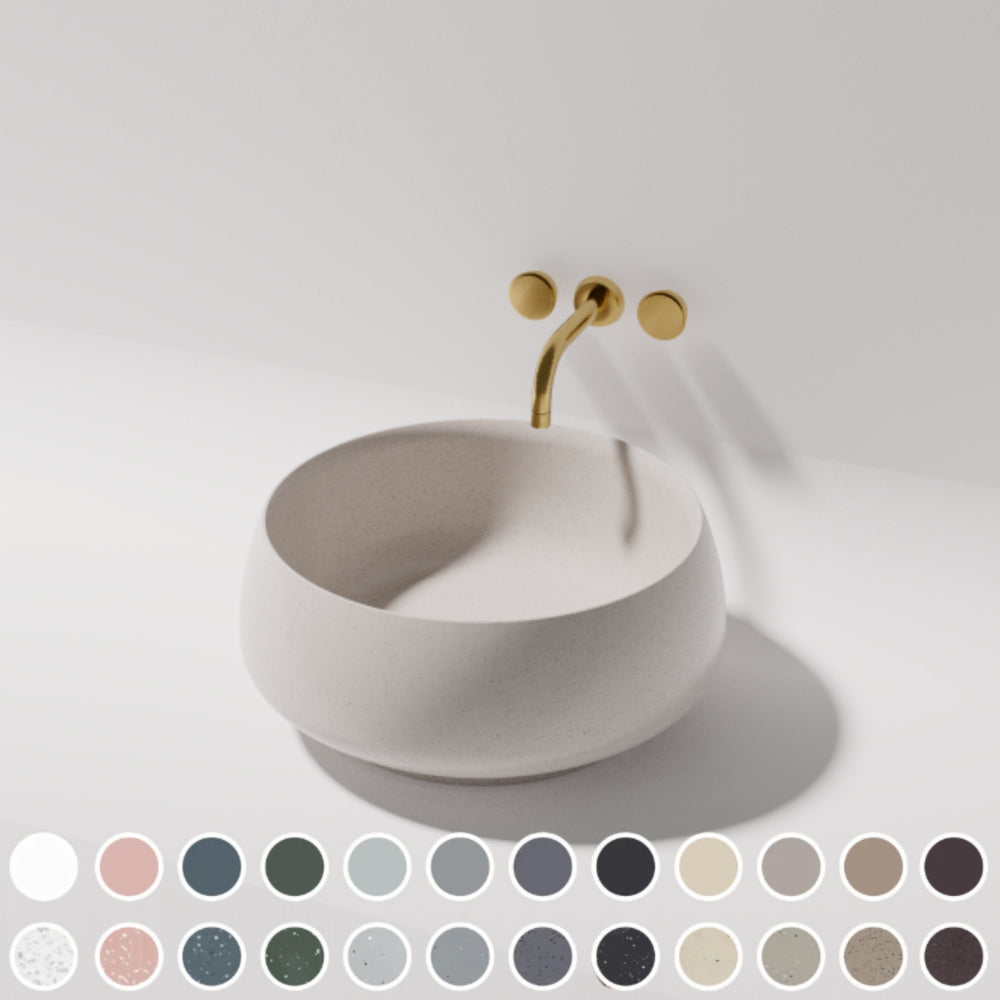 PIETRA BIANCA ARLO ABOVE COUNTER STONE BASIN WITH CUSTOM COLOURS 460MM