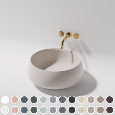 PIETRA BIANCA ARLO ABOVE COUNTER STONE BASIN WITH CUSTOM COLOURS 460MM