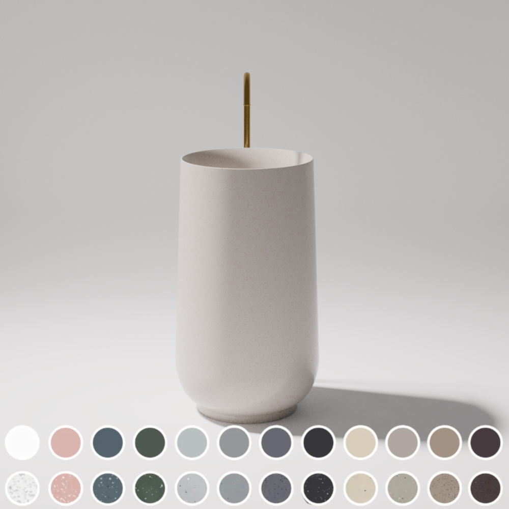PIETRA BIANCA ARLO FREESTANDING PEDESTAL STONE BASIN WITH CUSTOM COLOURS 520MM