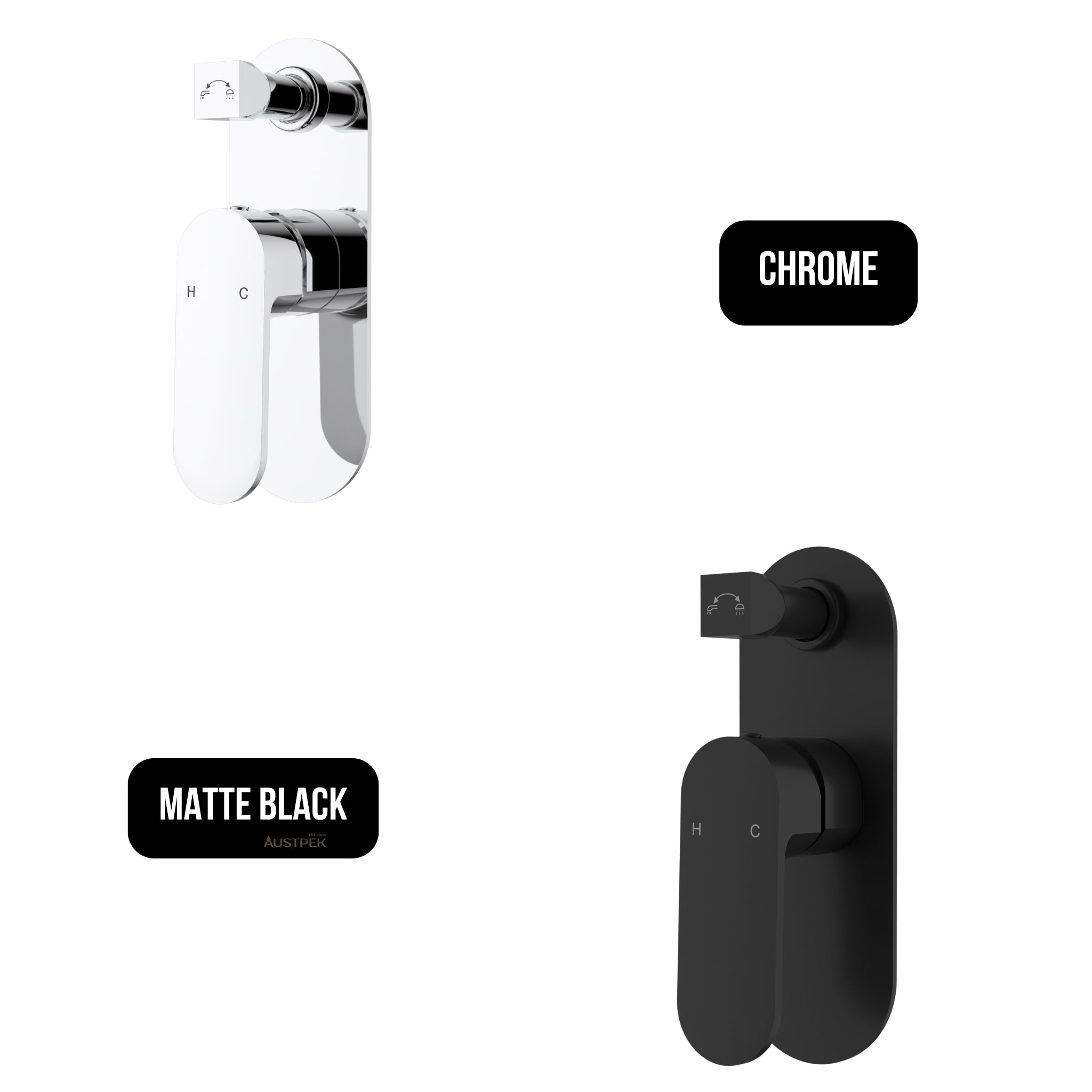 IKON CORA WALL MIXER DIVERTER 198MM CHROME