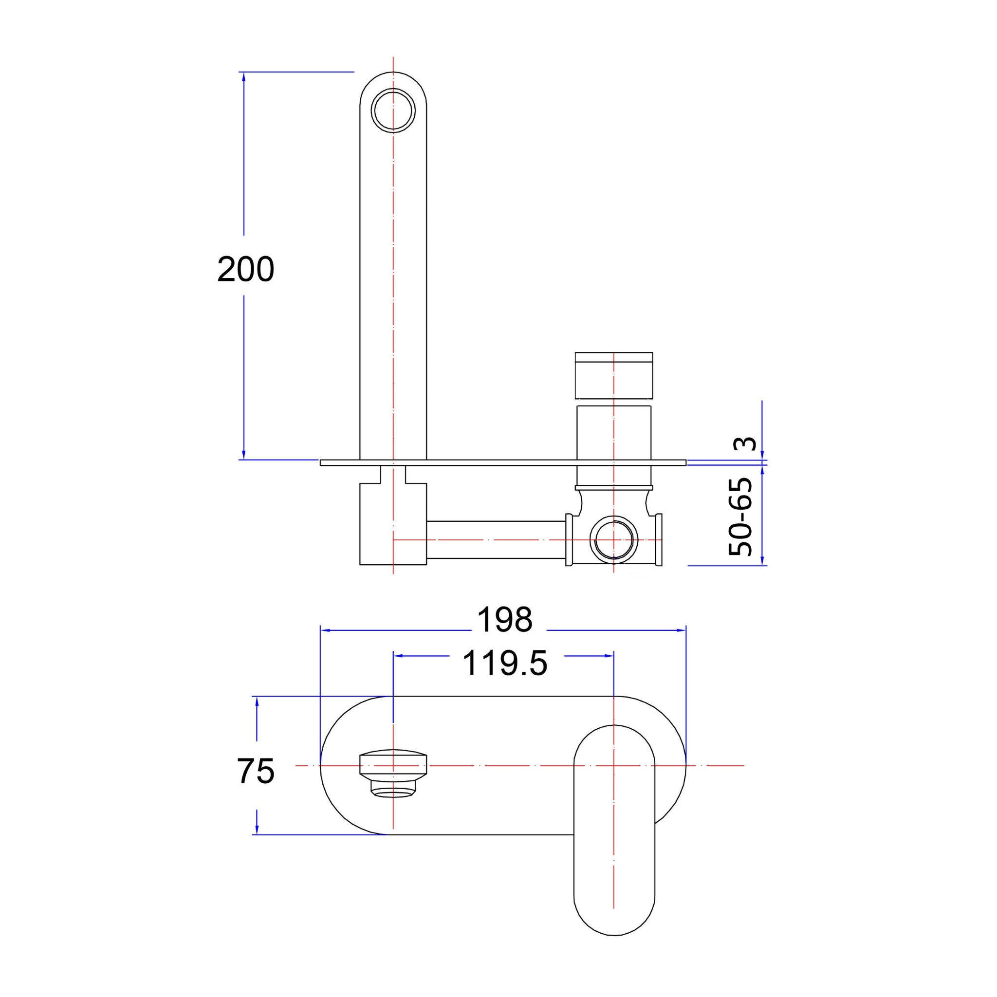 IKON CORA LEAD FREE WALL BASIN MIXER 200MM CHROME