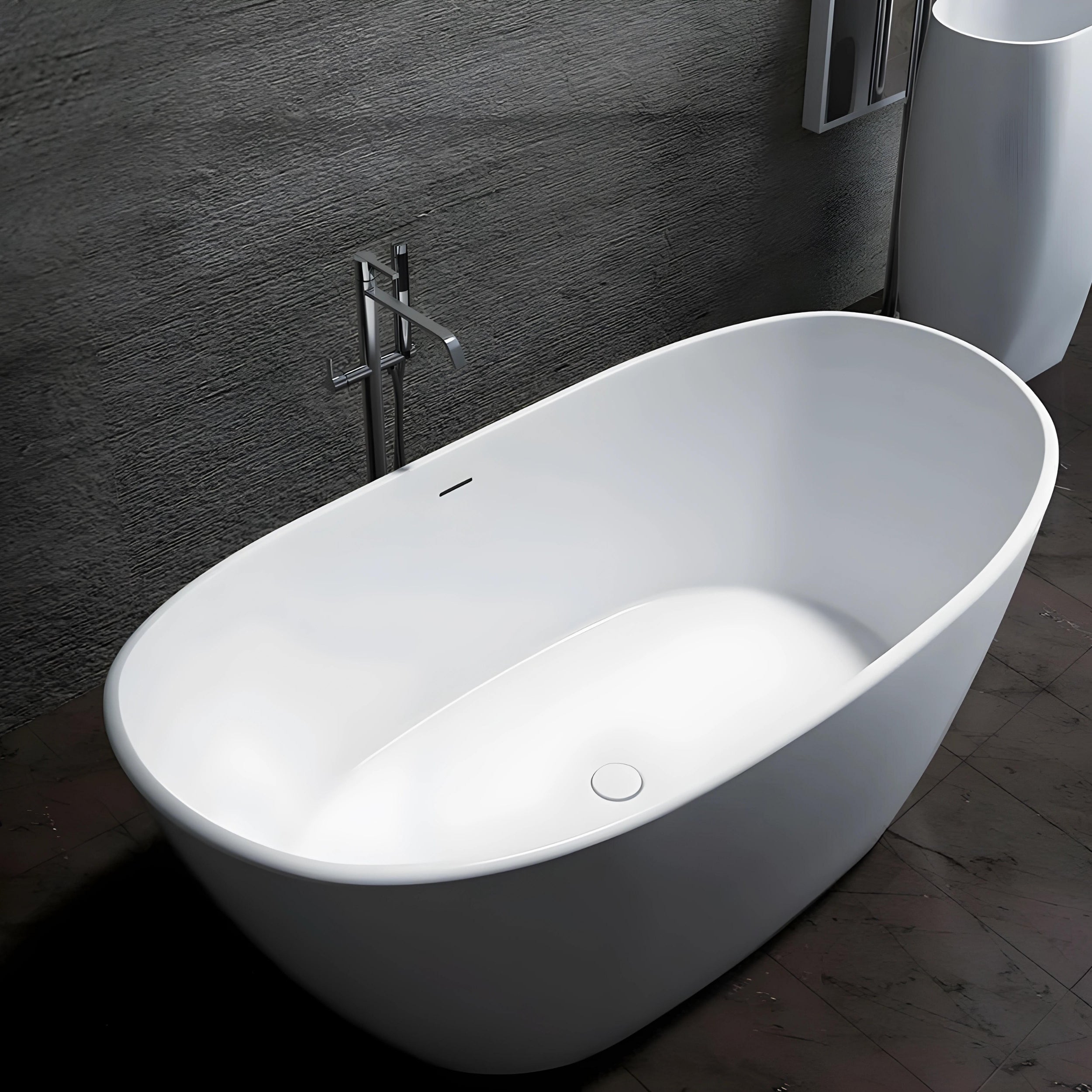 PIETRA BIANCA MARIA FREESTANDING STONE BATHTUB WITH MULTICOLOUR (AVAILABLE IN 1630MM AND 1800MM)