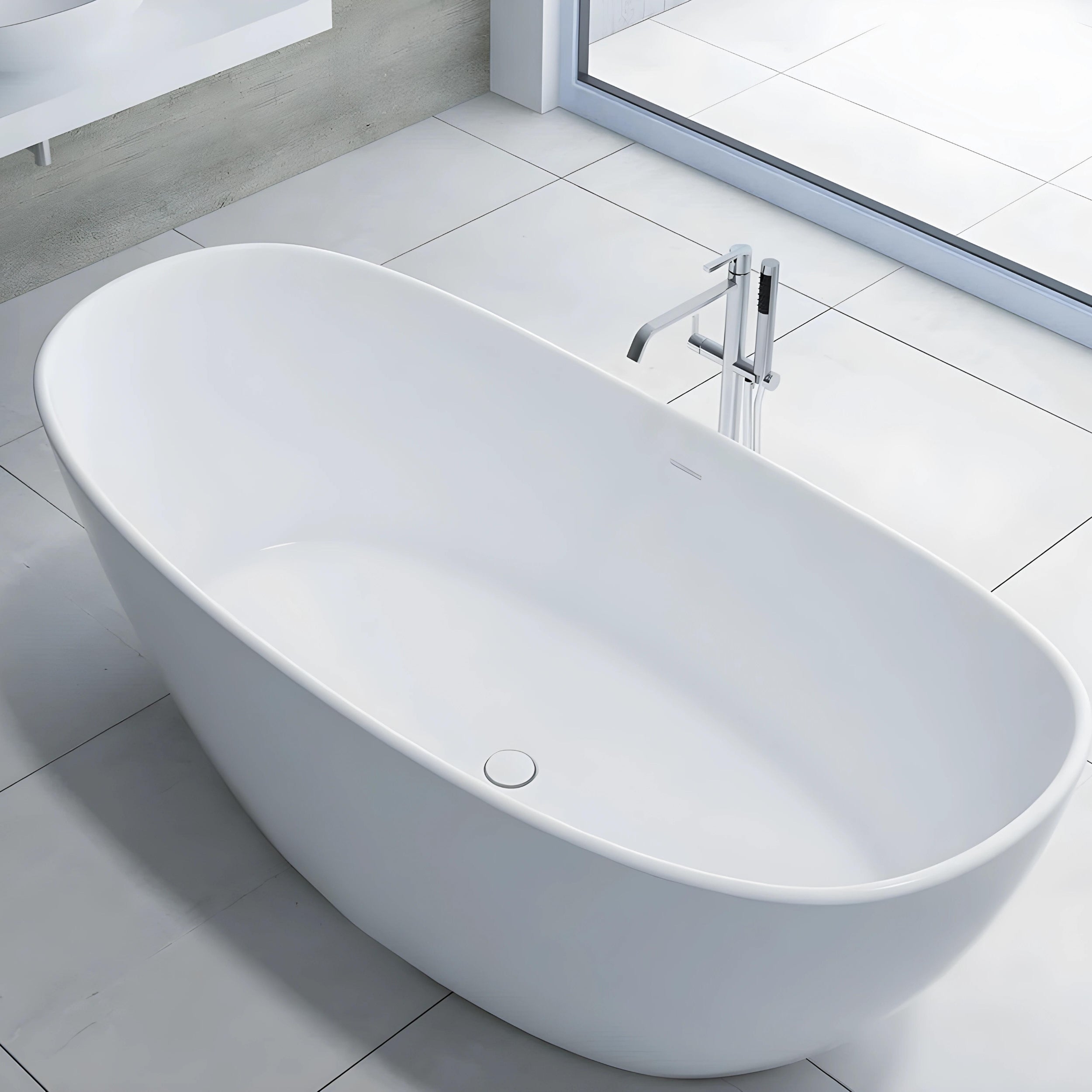 PIETRA BIANCA MARIA FREESTANDING STONE BATHTUB WITH MULTICOLOUR (AVAILABLE IN 1630MM AND 1800MM)