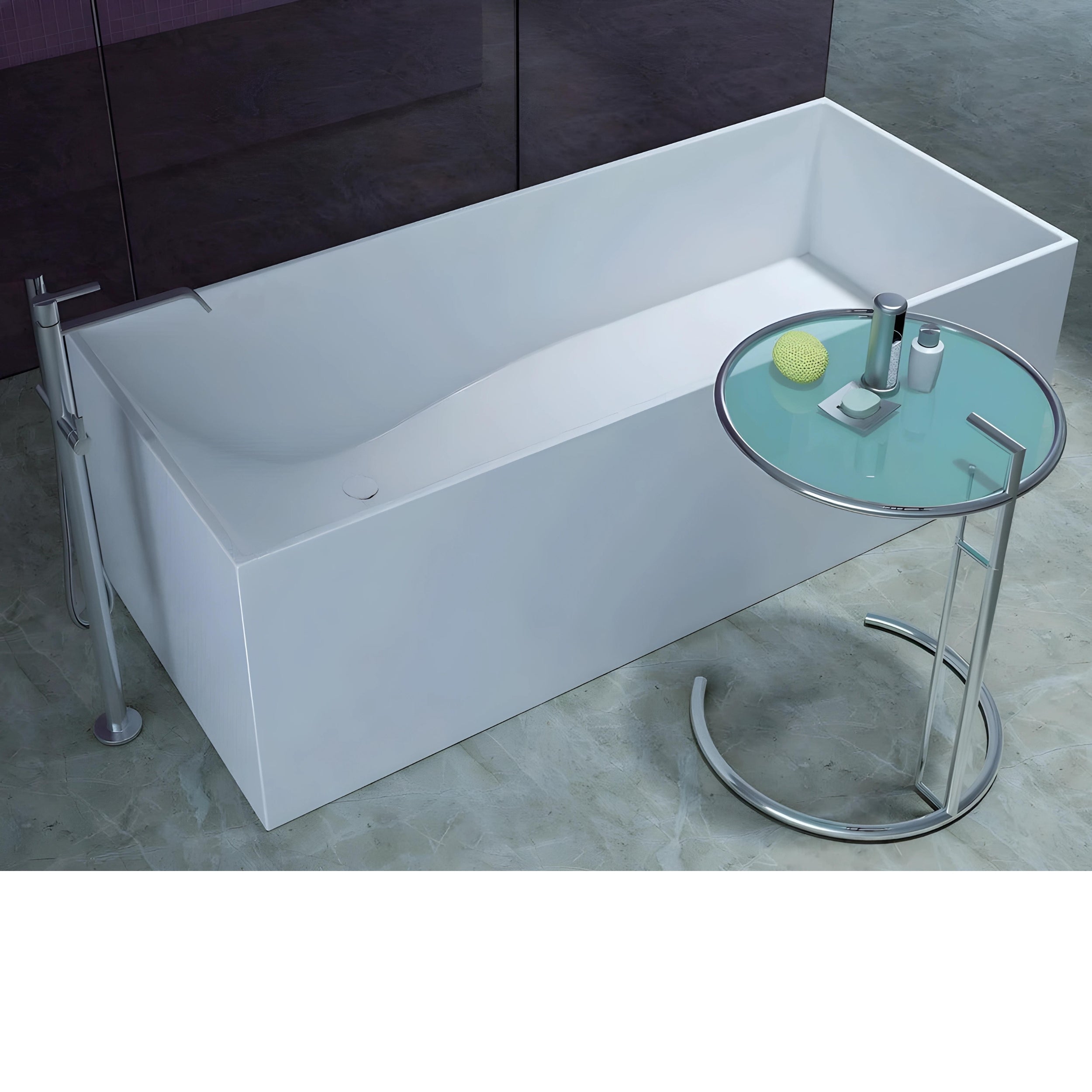 PIETRA BIANCA CUBE FREESTANDING STONE BATHTUB WITH MULTICOLOUR 1700MM