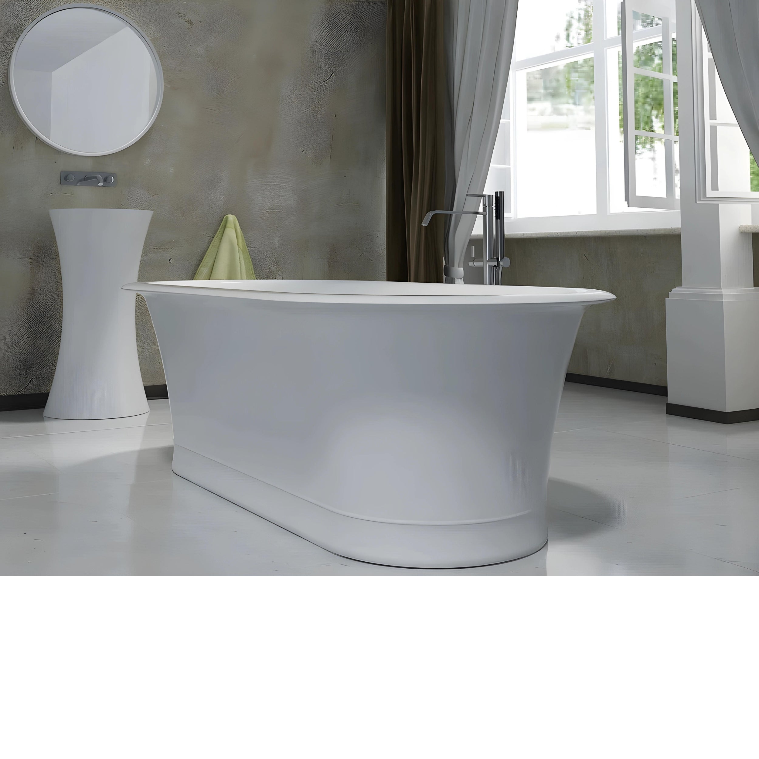 PIETRA BIANCA ROME FREESTANDING STONE BATHTUB WITH MULTICOLOUR 1800MM