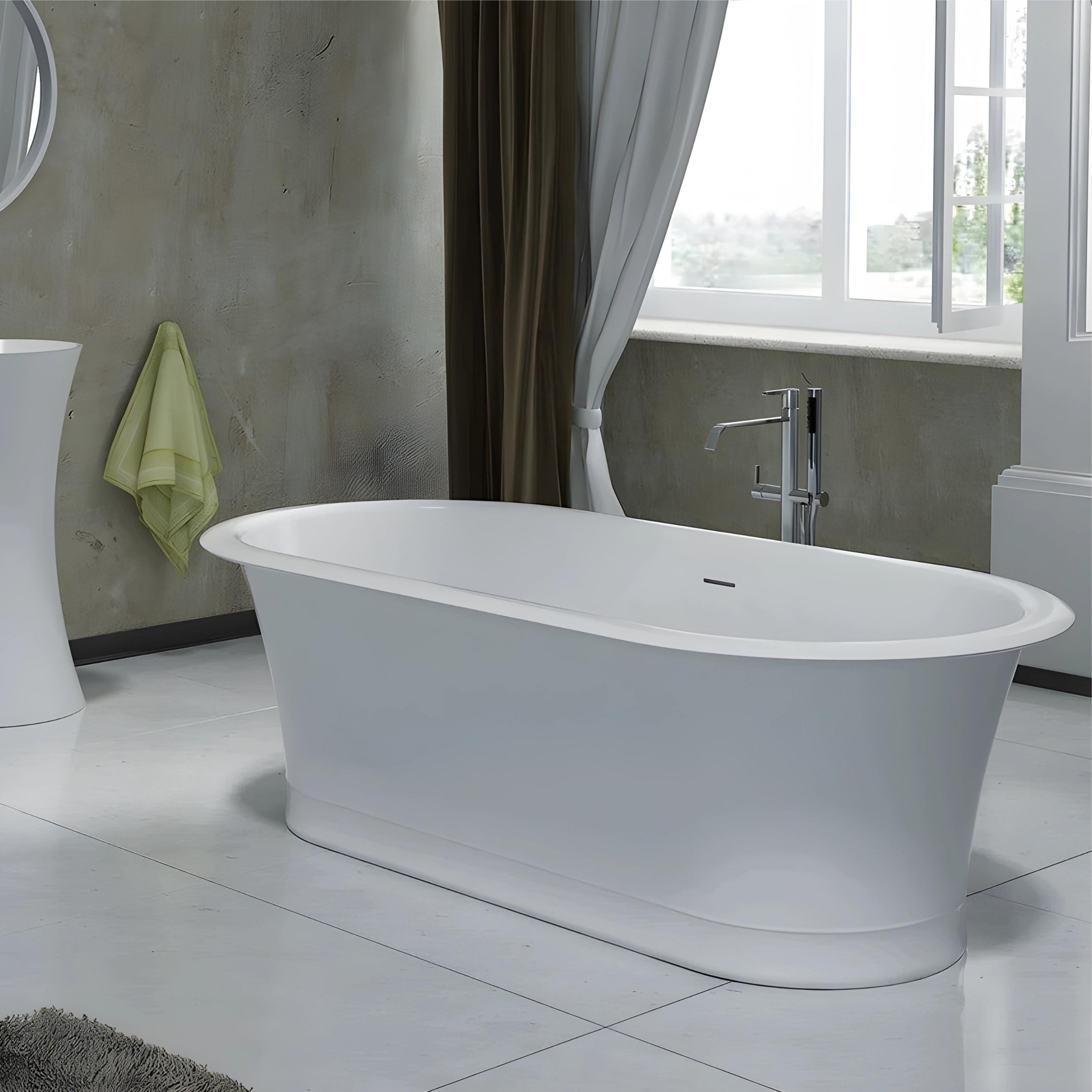 PIETRA BIANCA ROME FREESTANDING STONE BATHTUB WITH MULTICOLOUR 1800MM