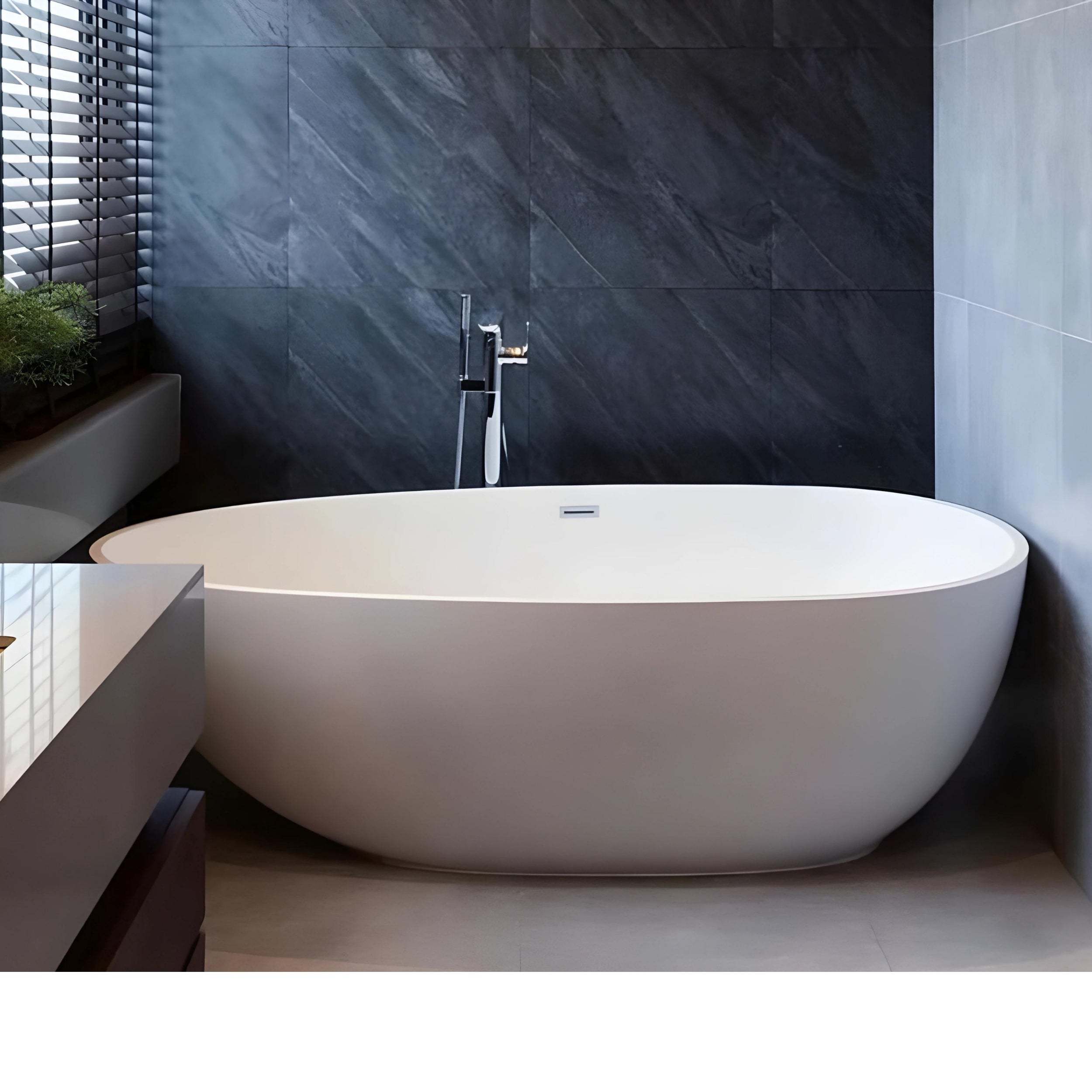 PIETRA BIANCA OLIVIA FREESTANDING STONE BATHTUB WITH MULTICOLOUR (AVAILABLE IN 1600MM AND 1800MM)