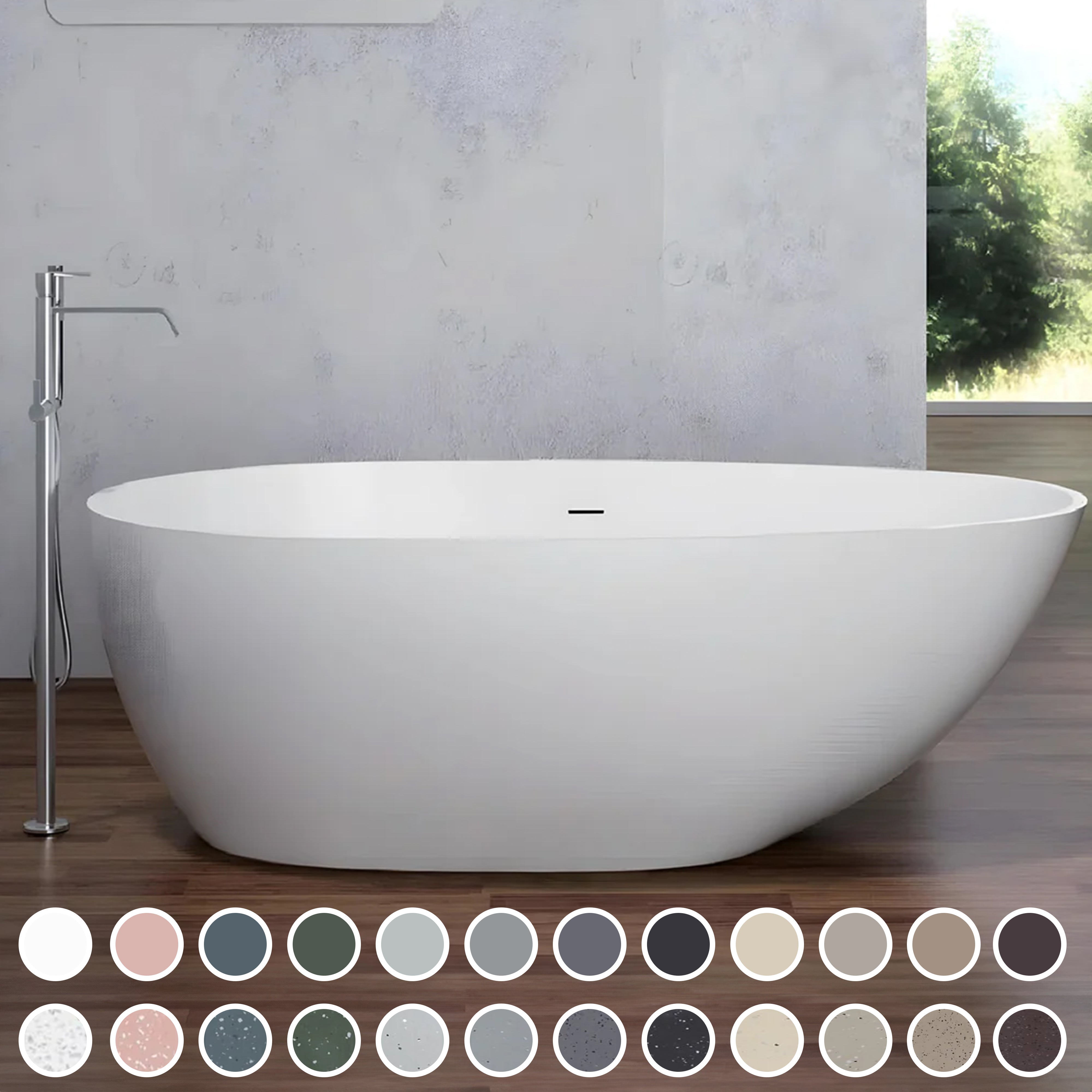 PIETRA BIANCA OLIVIA FREESTANDING STONE BATHTUB WITH CUSTOM COLOURS (AVAILABLE IN 1600MM AND 1800MM)
